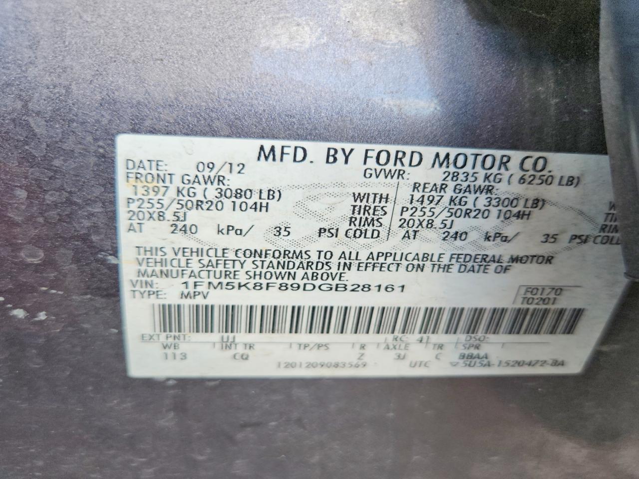 2013 Ford Explorer Limited Серый vin: 1FM5K8F89DGB28161