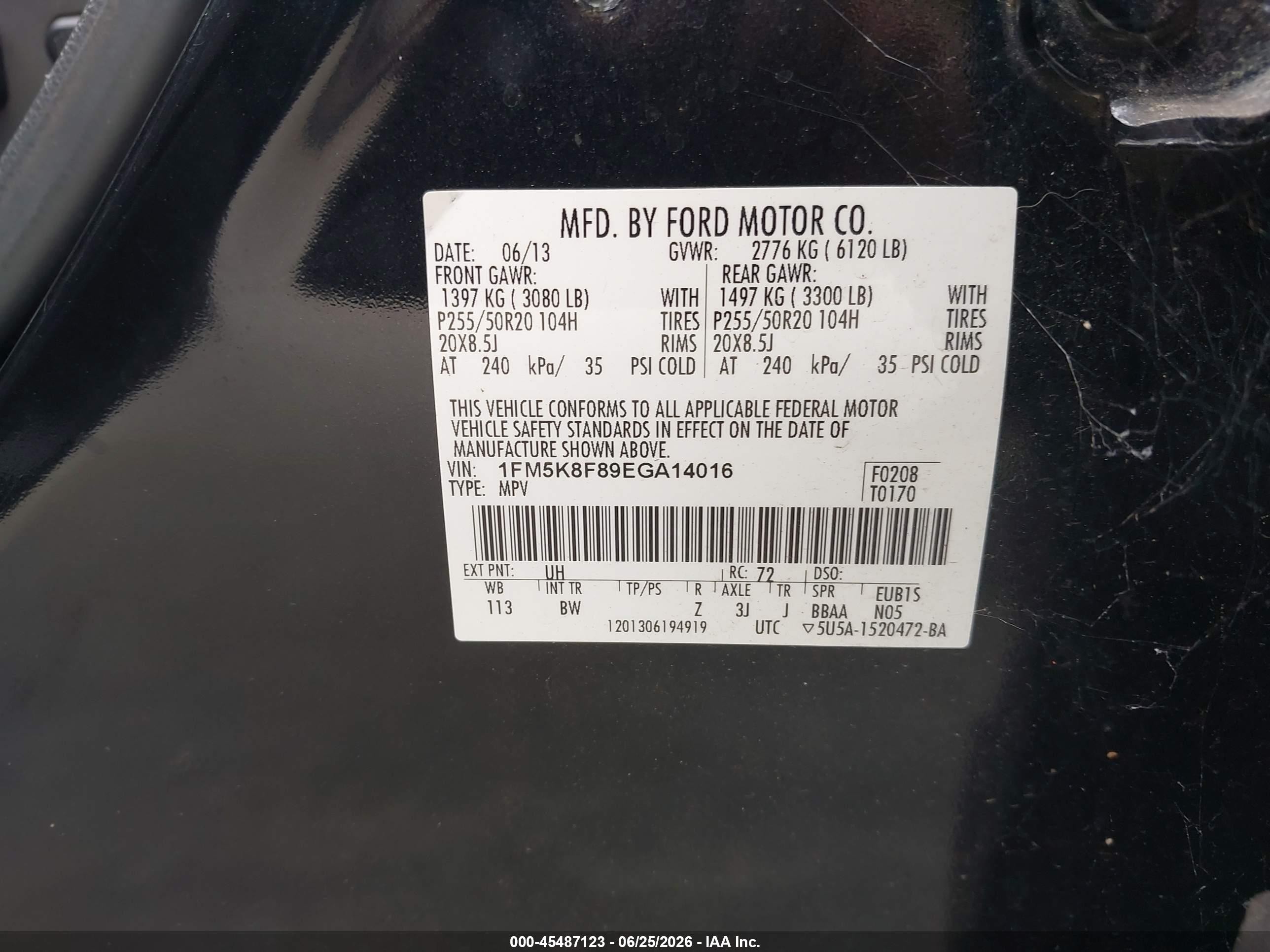 2014 Ford Explorer Limited Black vin: 1FM5K8F89EGA14016