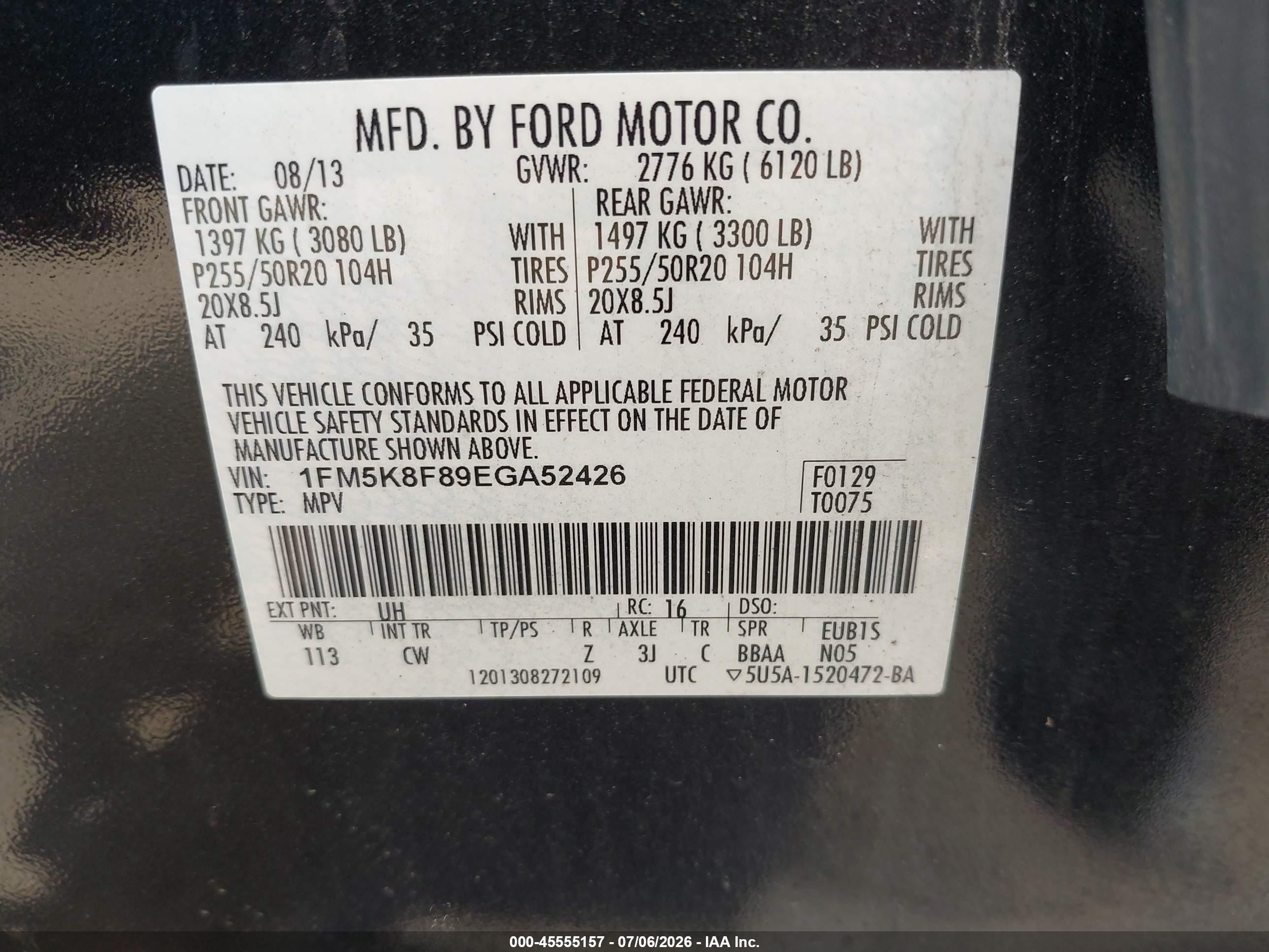 2014 Ford Explorer Limited Black vin: 1FM5K8F89EGA52426