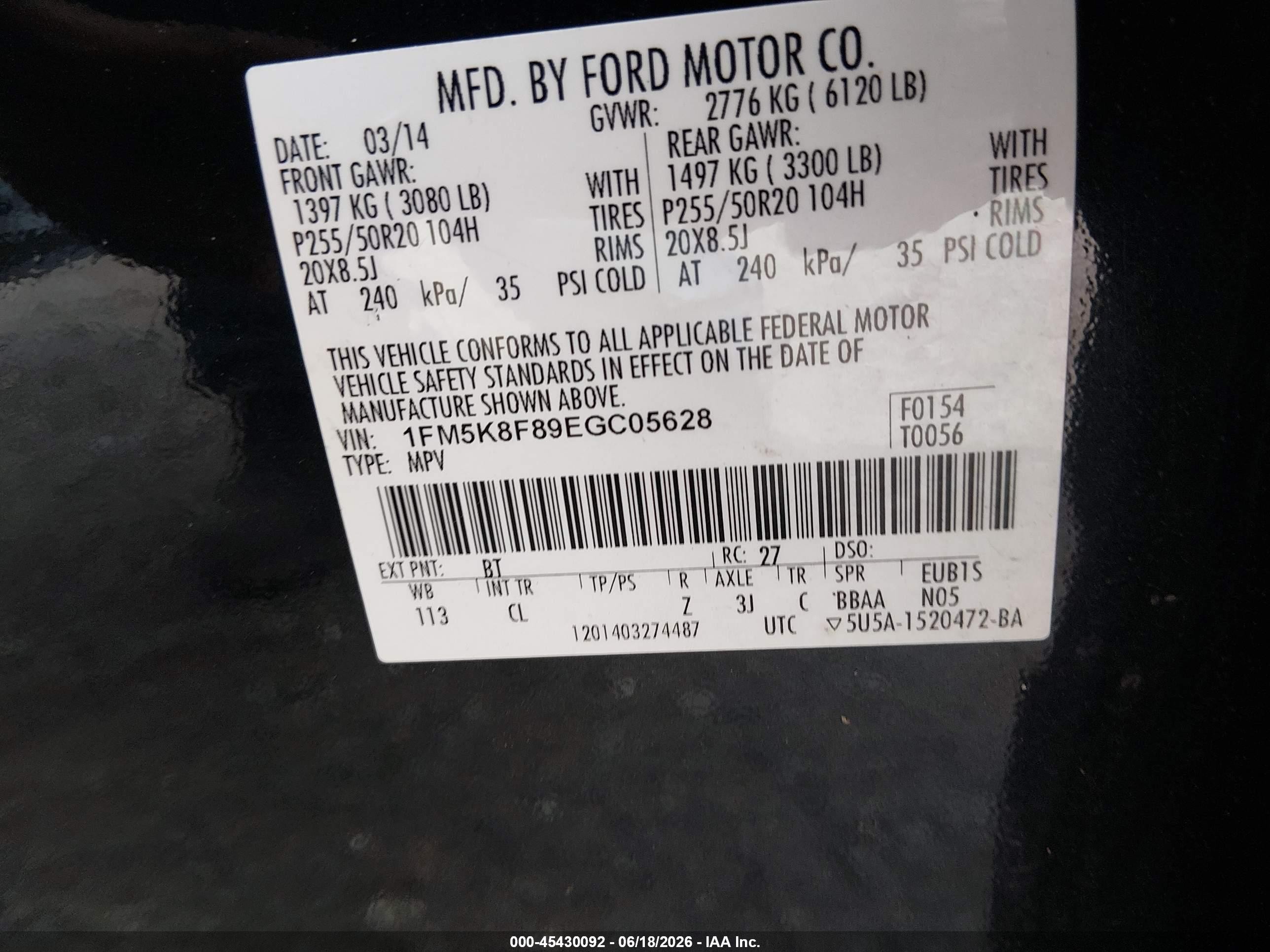2014 Ford Explorer Limited Black vin: 1FM5K8F89EGC05628