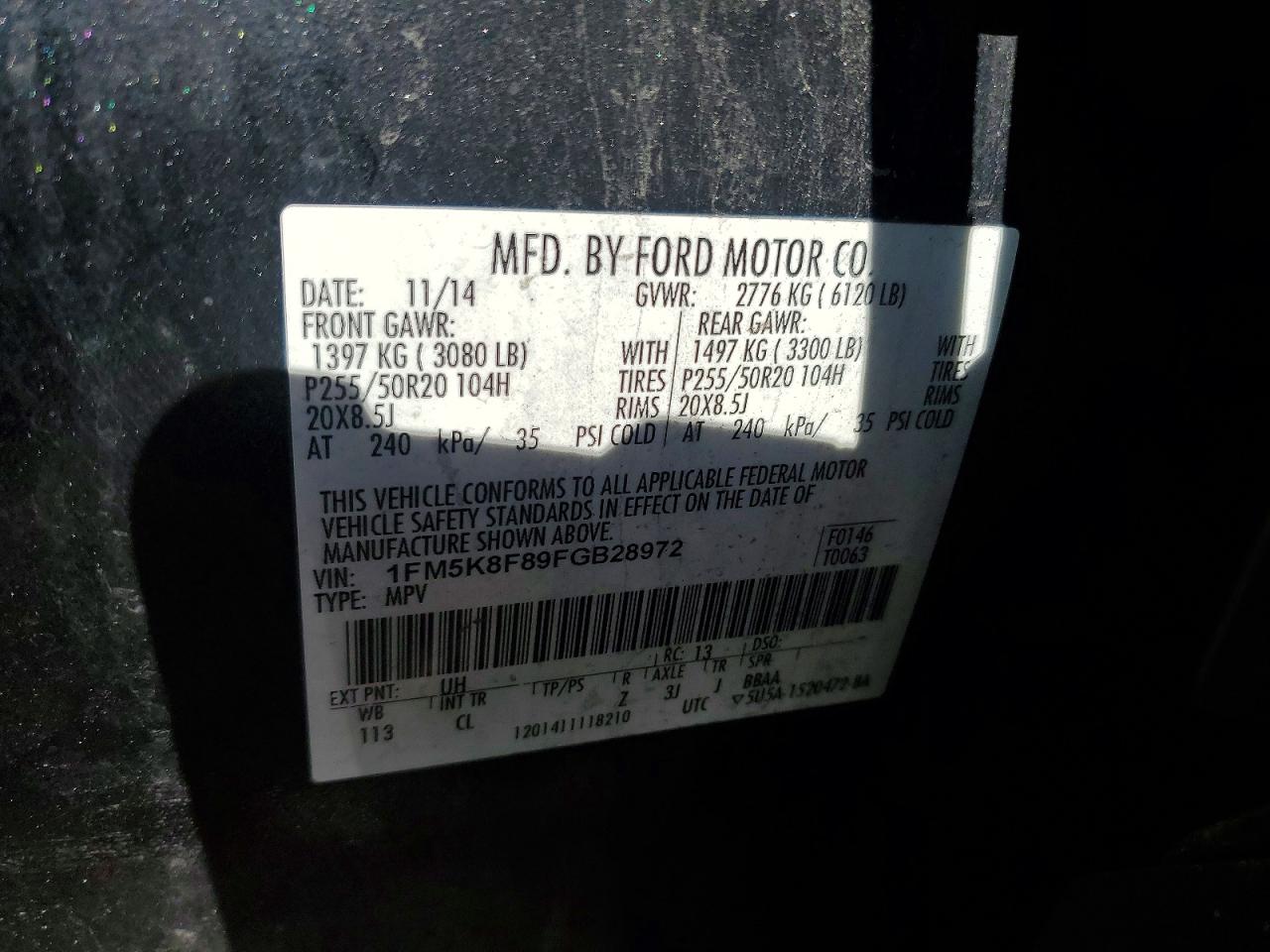 2015 Ford Explorer Limited Black vin: 1FM5K8F89FGB28972