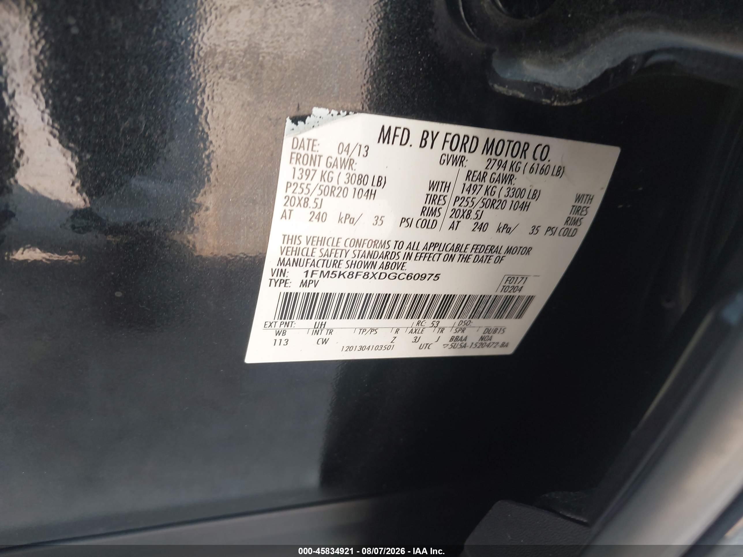 2013 Ford Explorer Limited Black vin: 1FM5K8F8XDGC60975