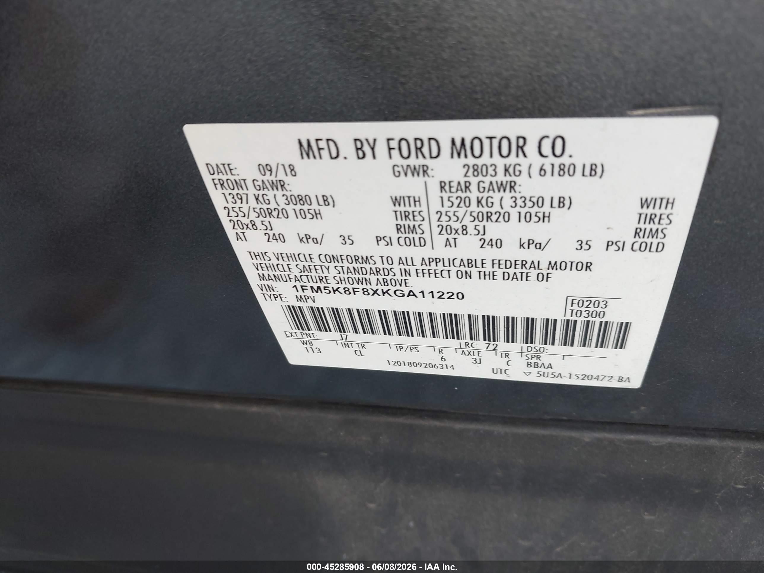 2019 Ford Explorer Limited Black vin: 1FM5K8F8XKGA11220