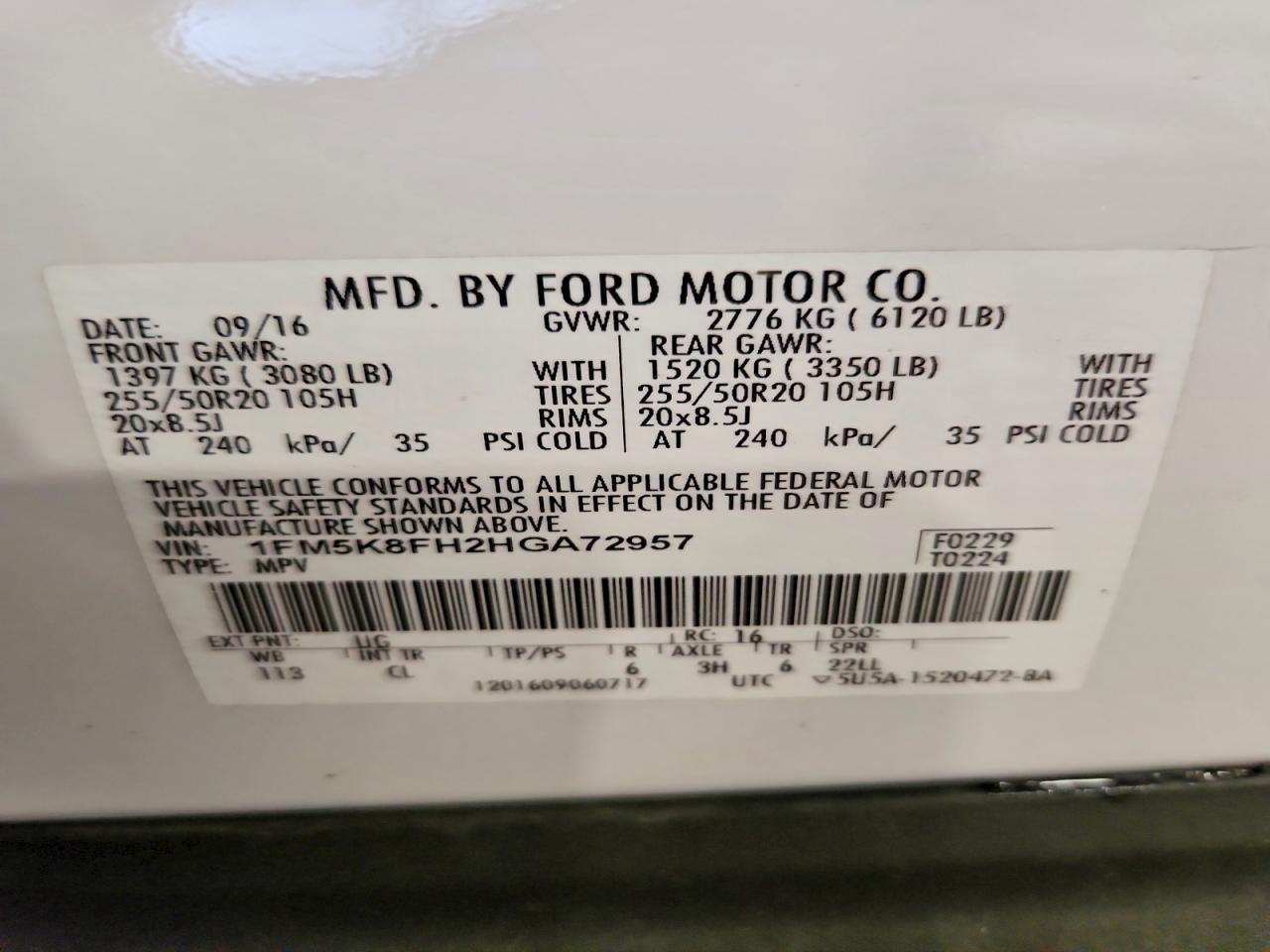 2017 Ford Explorer Limited White vin: 1FM5K8FH2HGA72957