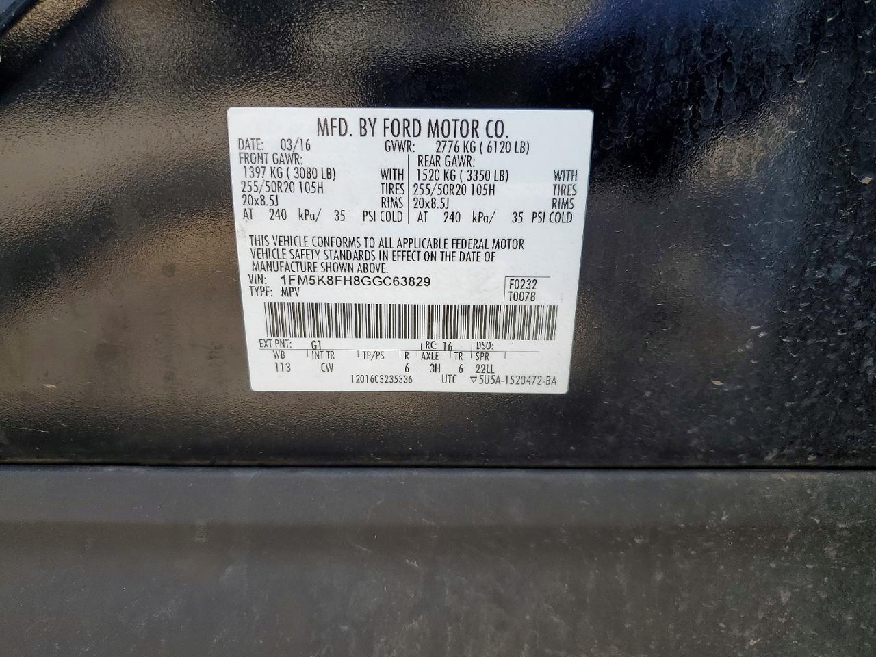 2016 Ford Explorer Limited Black vin: 1FM5K8FH8GGC63829