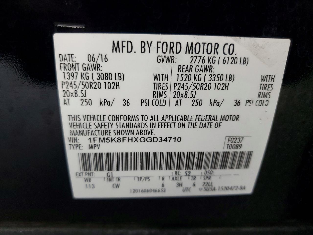 2016 Ford Explorer Limited Black vin: 1FM5K8FHXGGD34710