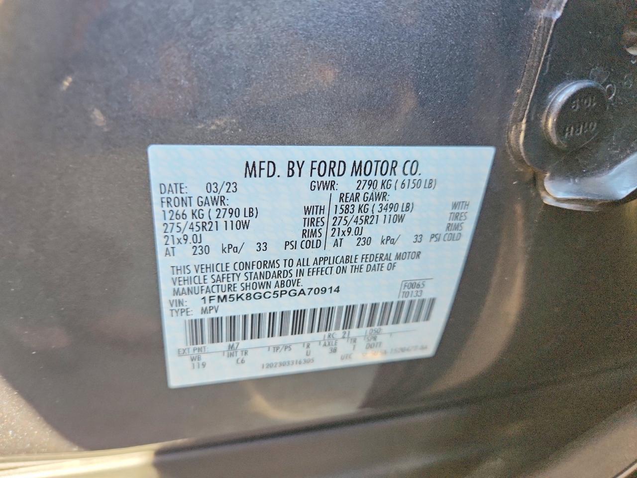2023 Ford Explorer St Серый vin: 1FM5K8GC5PGA70914