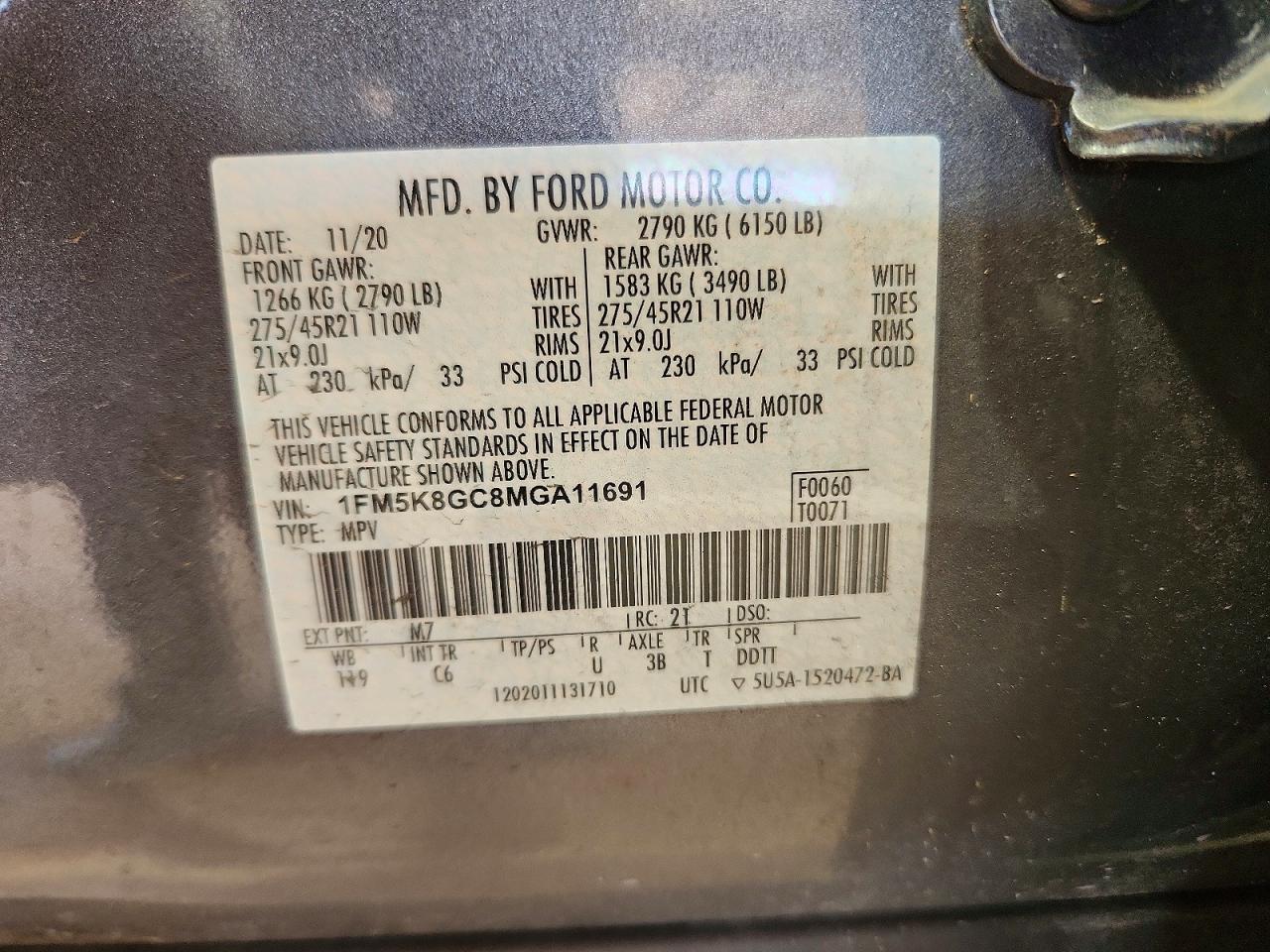 2021 Ford Explorer St Gray vin: 1FM5K8GC8MGA11691