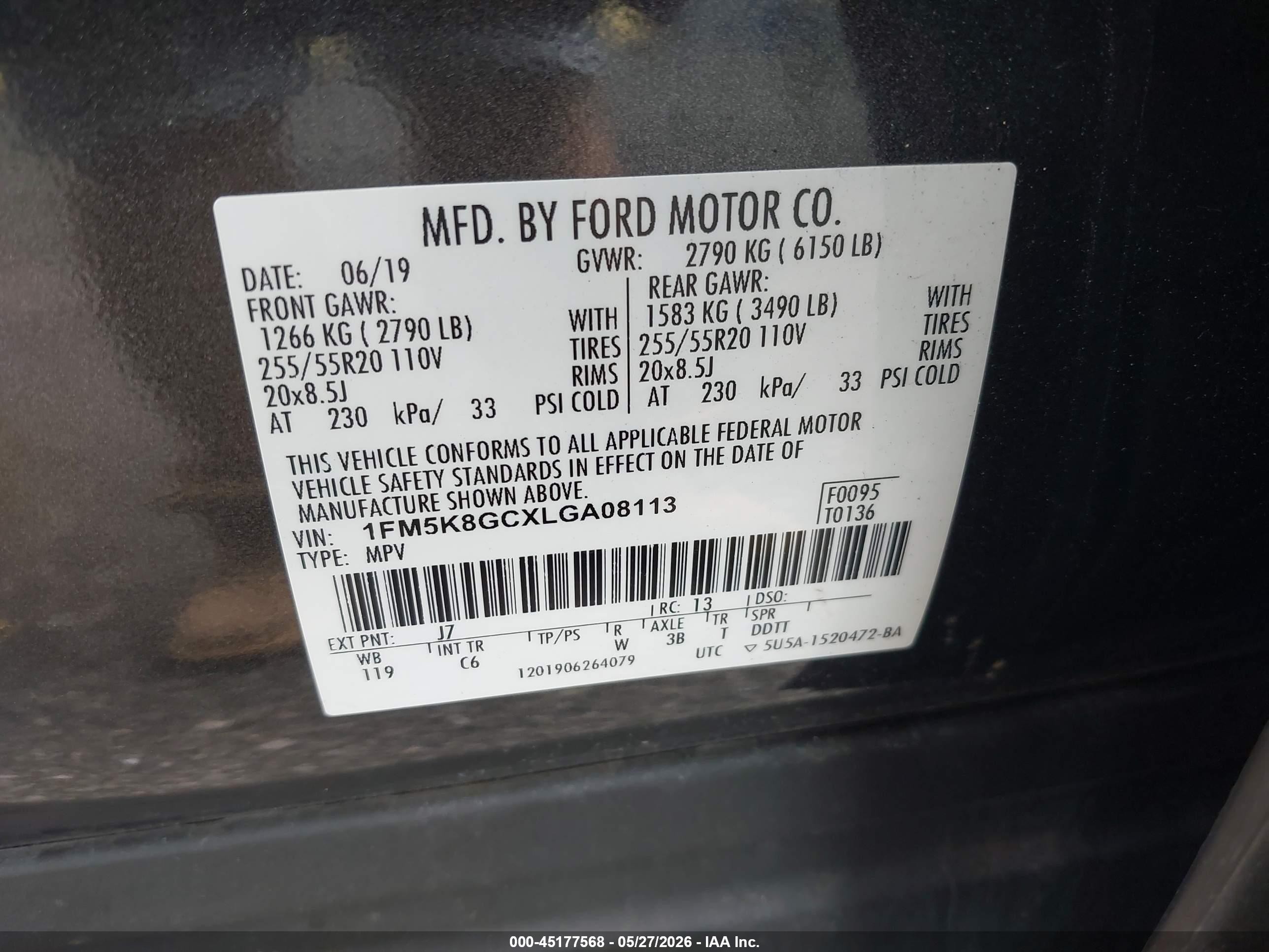 2020 Ford Explorer St Gray vin: 1FM5K8GCXLGA08113