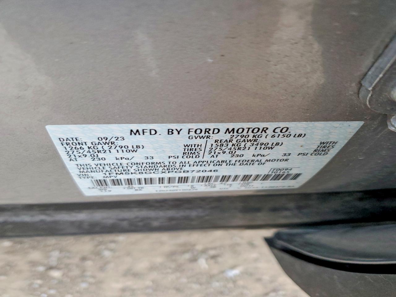 2023 Ford Explorer St Gray vin: 1FM5K8GCXPGB72046