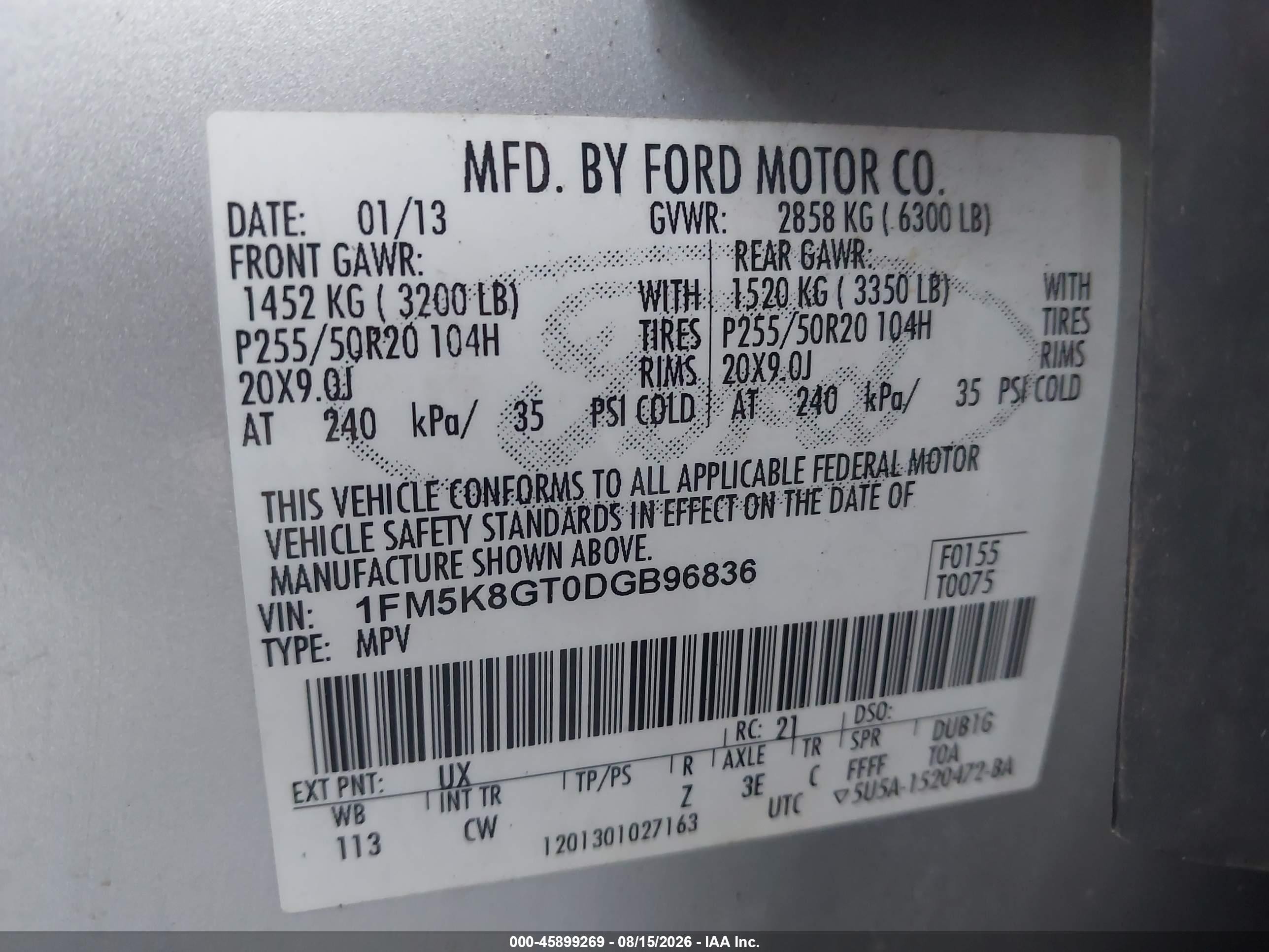 2013 Ford Explorer Sport Gray vin: 1FM5K8GT0DGB96836