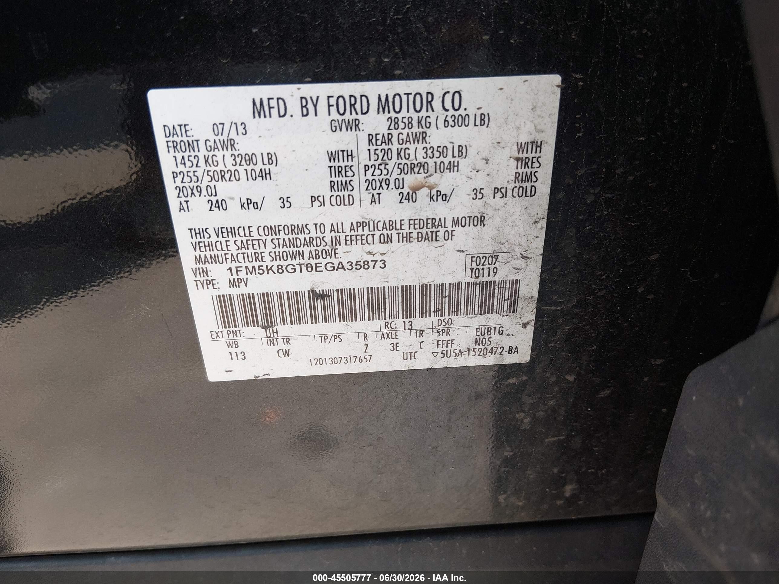 2014 Ford Explorer Sport Black vin: 1FM5K8GT0EGA35873