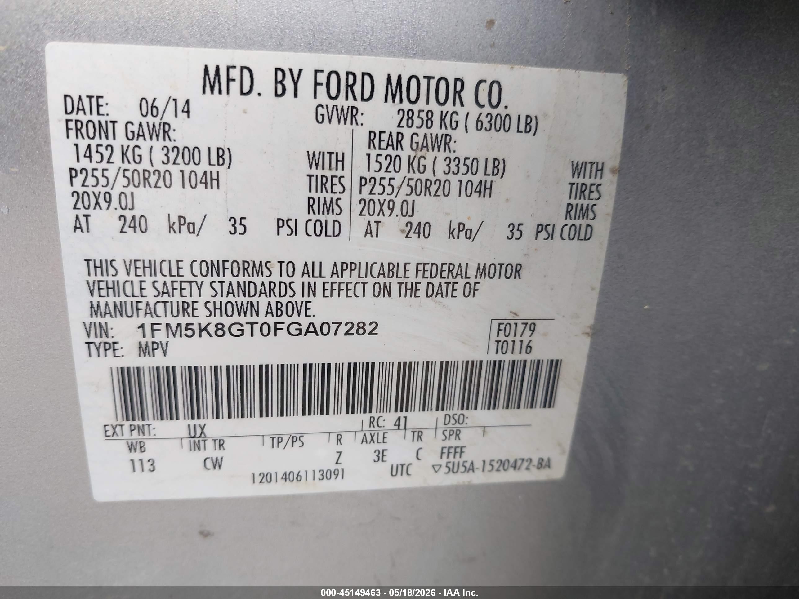 2015 Ford Explorer Sport Silver vin: 1FM5K8GT0FGA07282