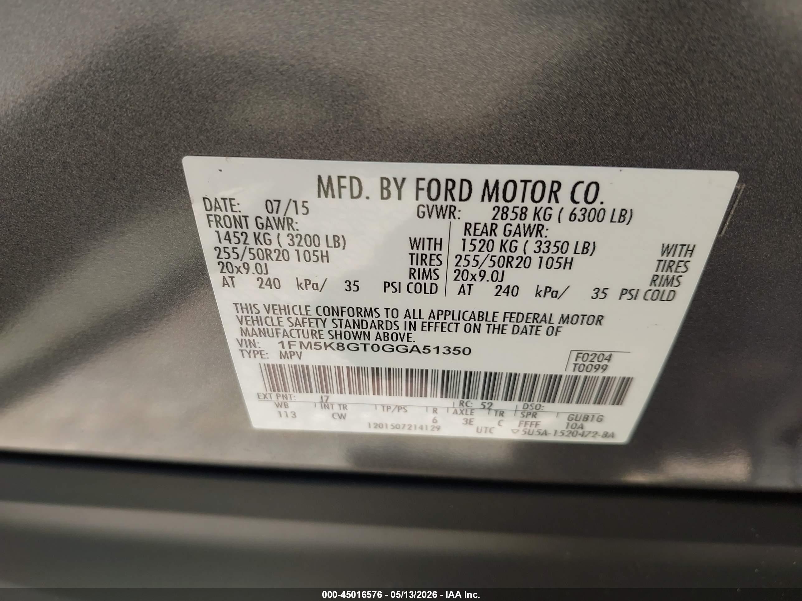 2016 Ford Explorer Sport Gray vin: 1FM5K8GT0GGA51350