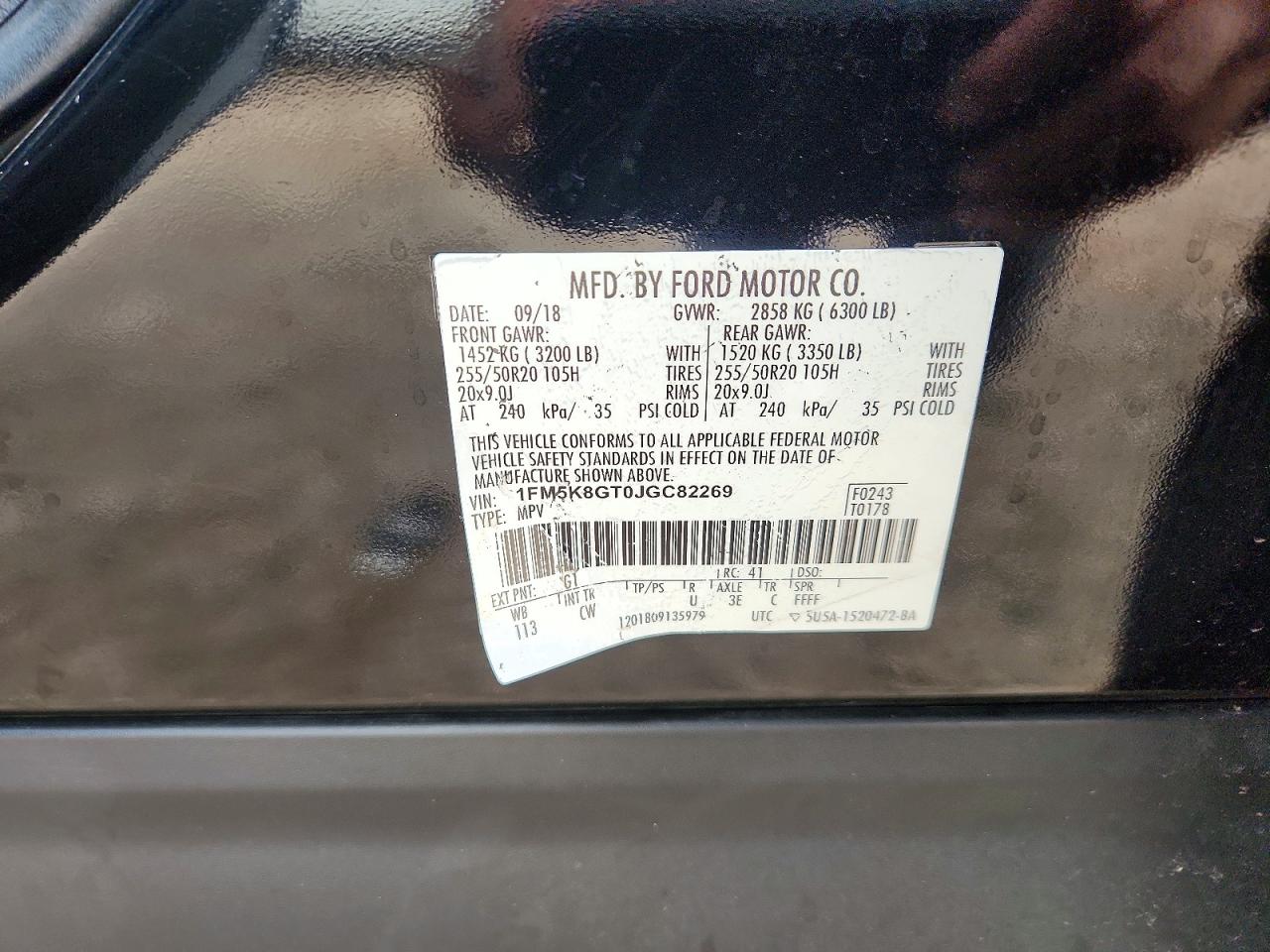 2018 Ford Explorer Sport Black vin: 1FM5K8GT0JGC82269