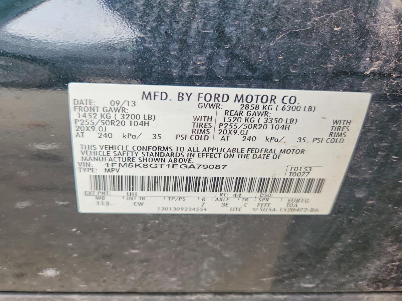 2014 Ford Explorer Sport Black vin: 1FM5K8GT1EGA79087