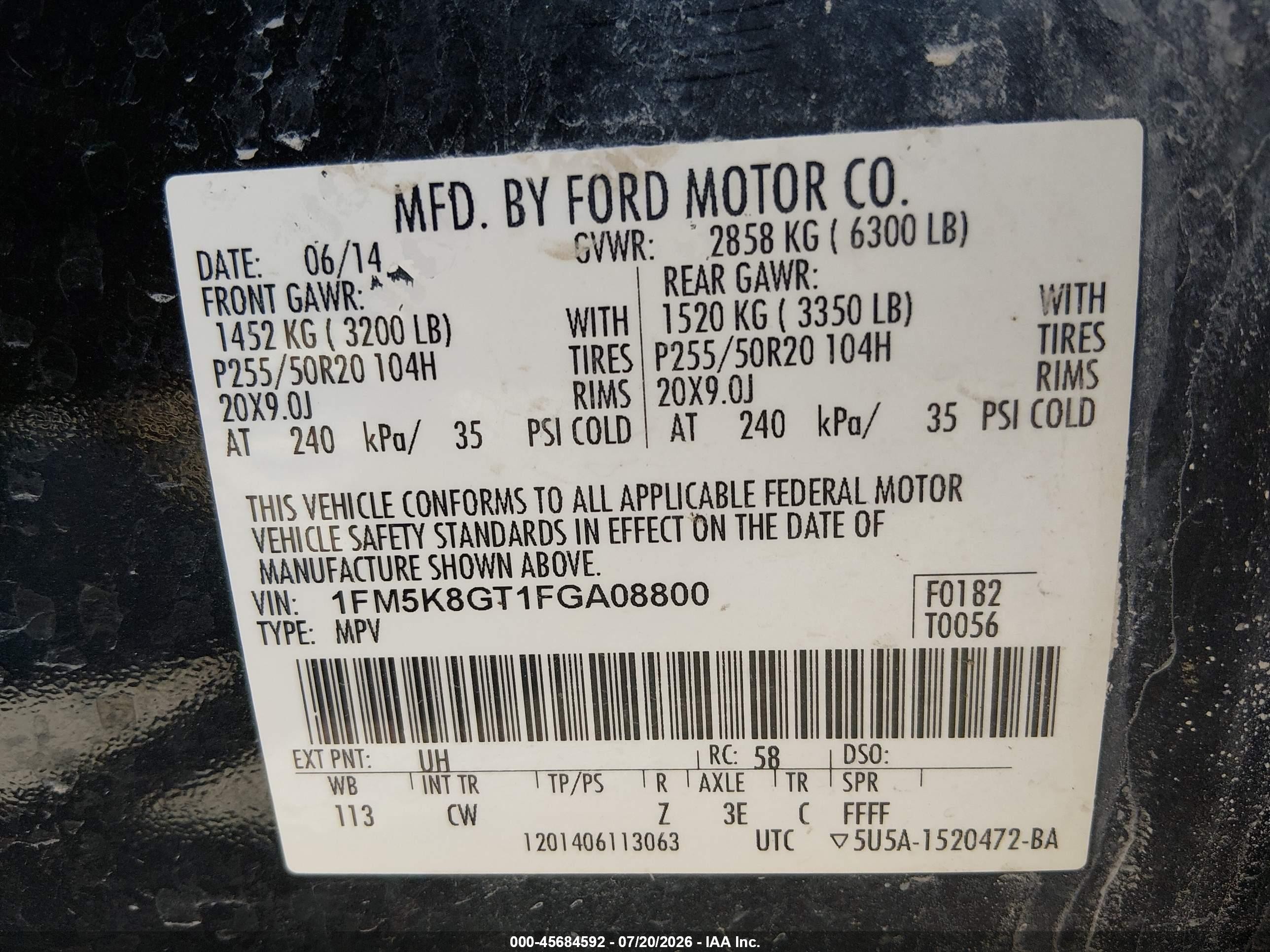 2015 Ford Explorer Sport Black vin: 1FM5K8GT1FGA08800