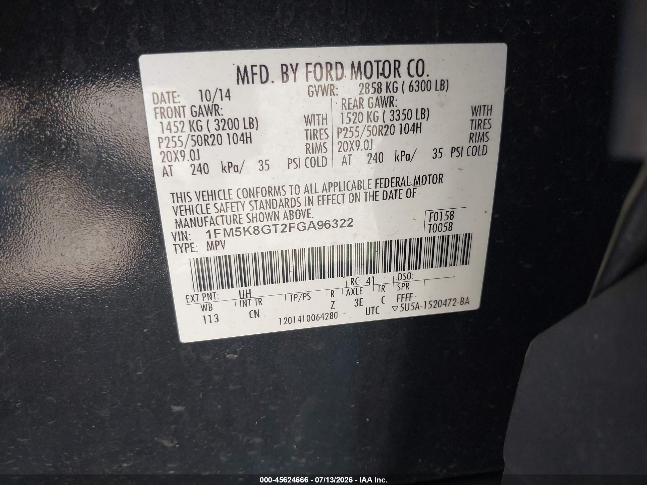 2015 Ford Explorer Sport Черный vin: 1FM5K8GT2FGA96322