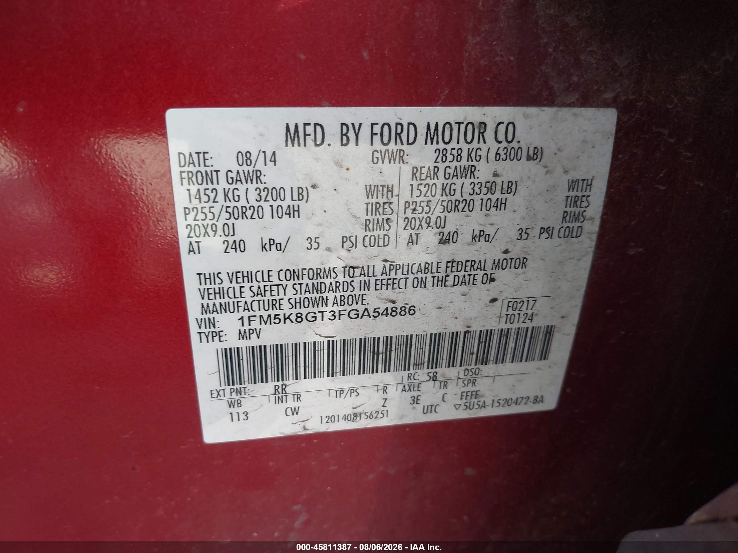 2015 Ford Explorer Sport Red vin: 1FM5K8GT3FGA54886