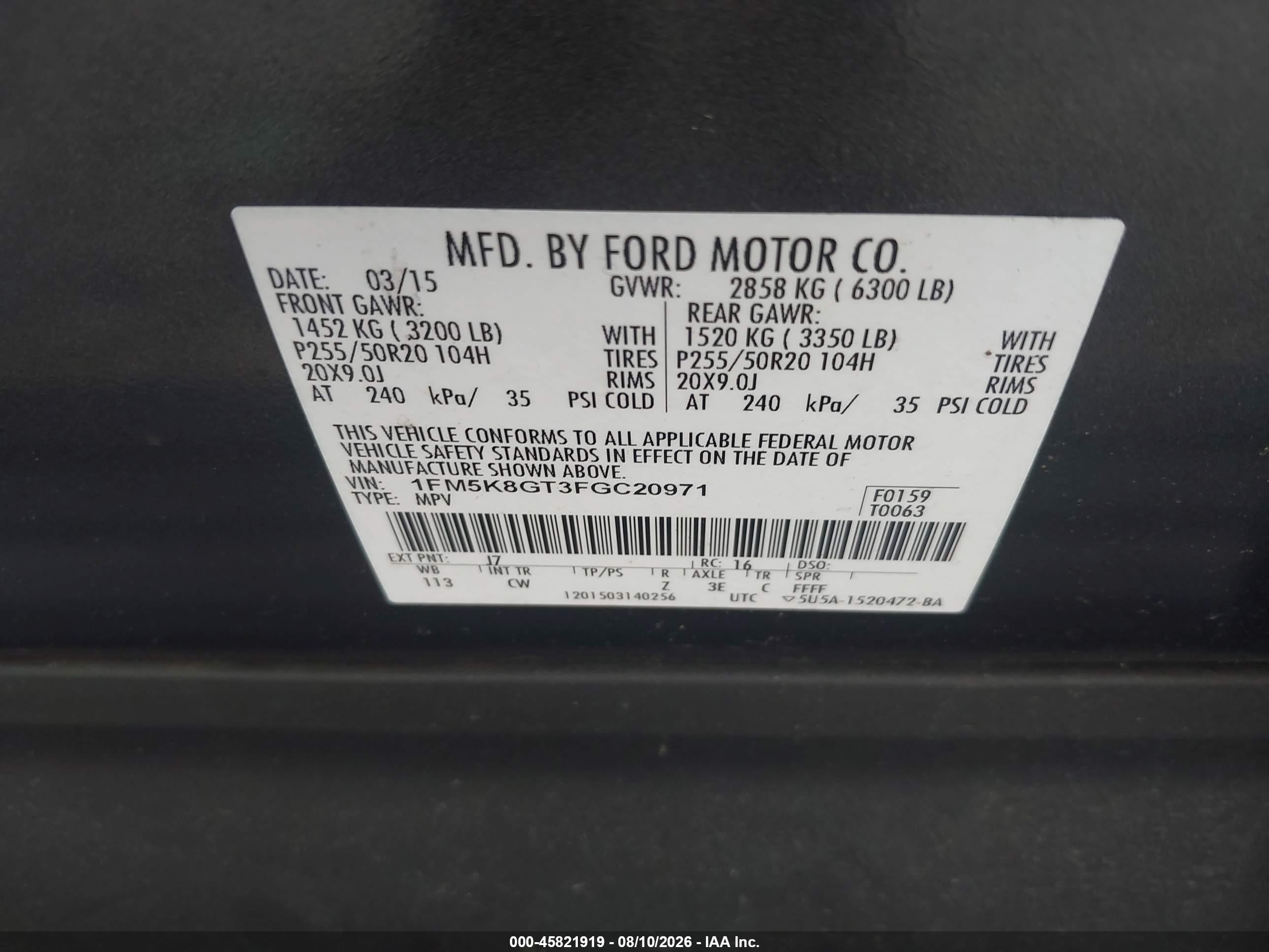 2015 Ford Explorer Sport Gray vin: 1FM5K8GT3FGC20971