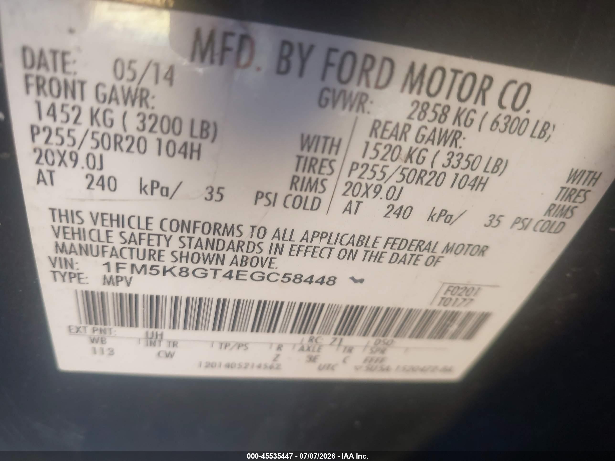 2014 Ford Explorer Sport Black vin: 1FM5K8GT4EGC58448
