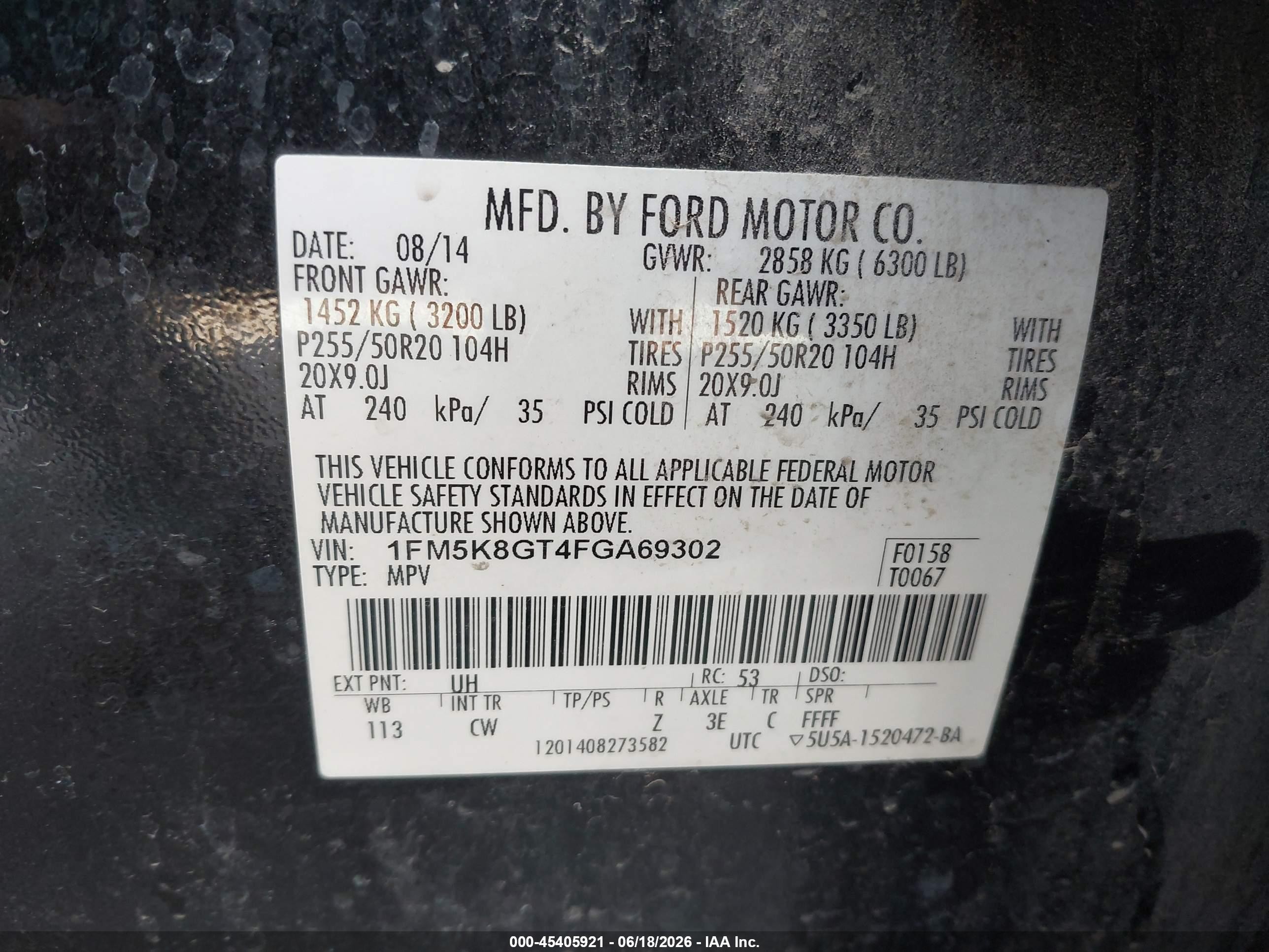 2015 Ford Explorer Sport Black vin: 1FM5K8GT4FGA69302