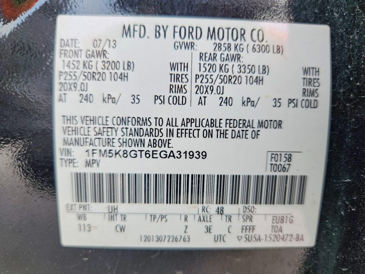 2014 Ford Explorer Sport Black vin: 1FM5K8GT6EGA31939