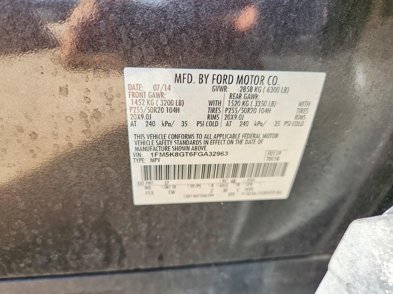 2015 Ford Explorer Sport Gray vin: 1FM5K8GT6FGA32963