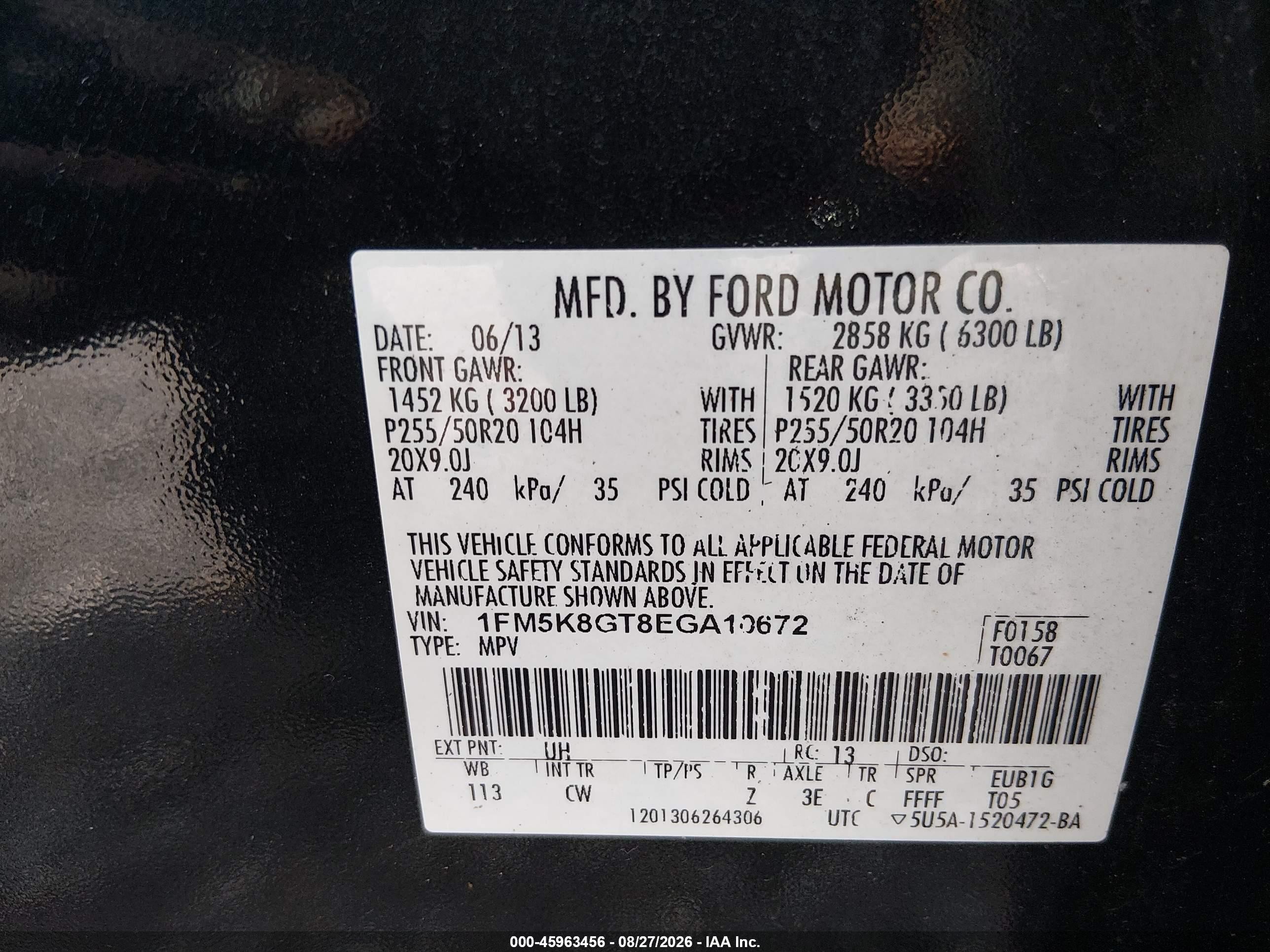 2014 Ford Explorer Sport Black vin: 1FM5K8GT8EGA10672