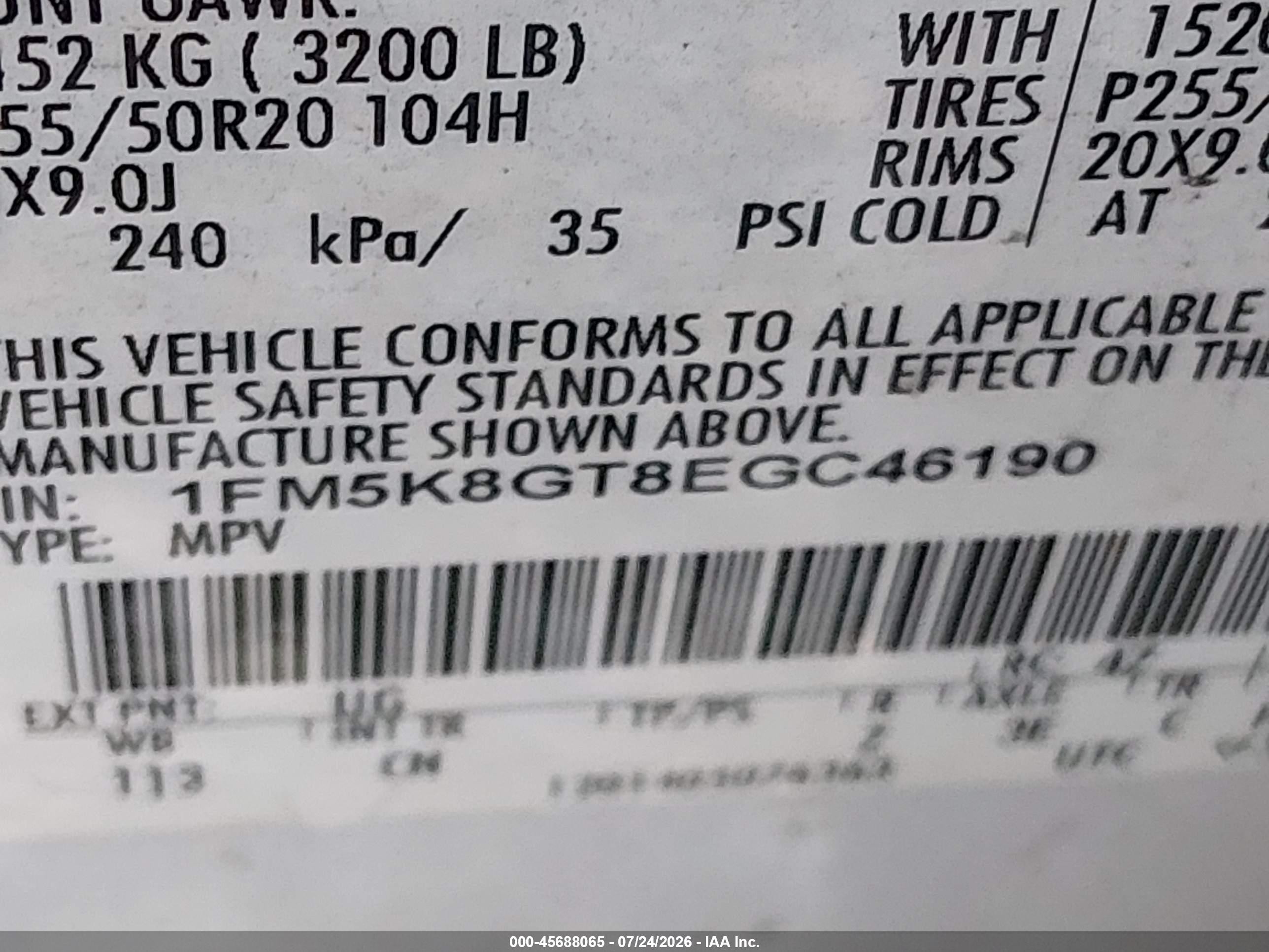 2014 Ford Explorer Sport Белый vin: 1FM5K8GT8EGC46190