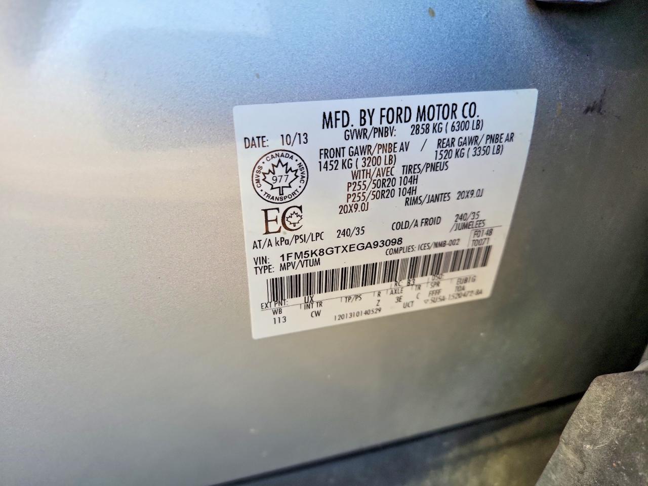 2014 Ford Explorer Sport Silver vin: 1FM5K8GTXEGA93098