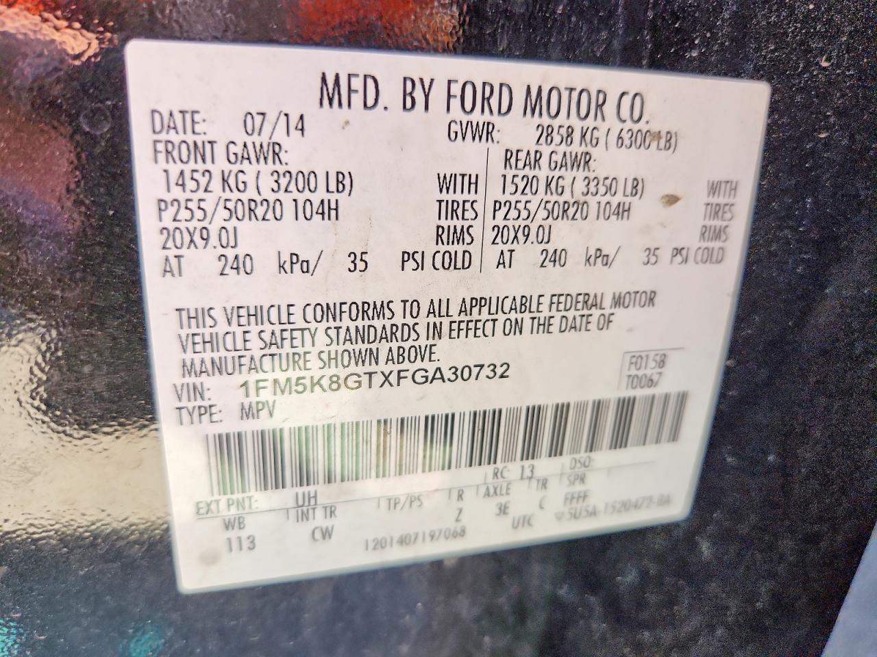 2015 Ford Explorer Sport Black vin: 1FM5K8GTXFGA30732