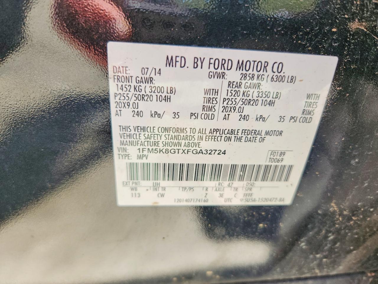 2015 Ford Explorer Sport Black vin: 1FM5K8GTXFGA32724