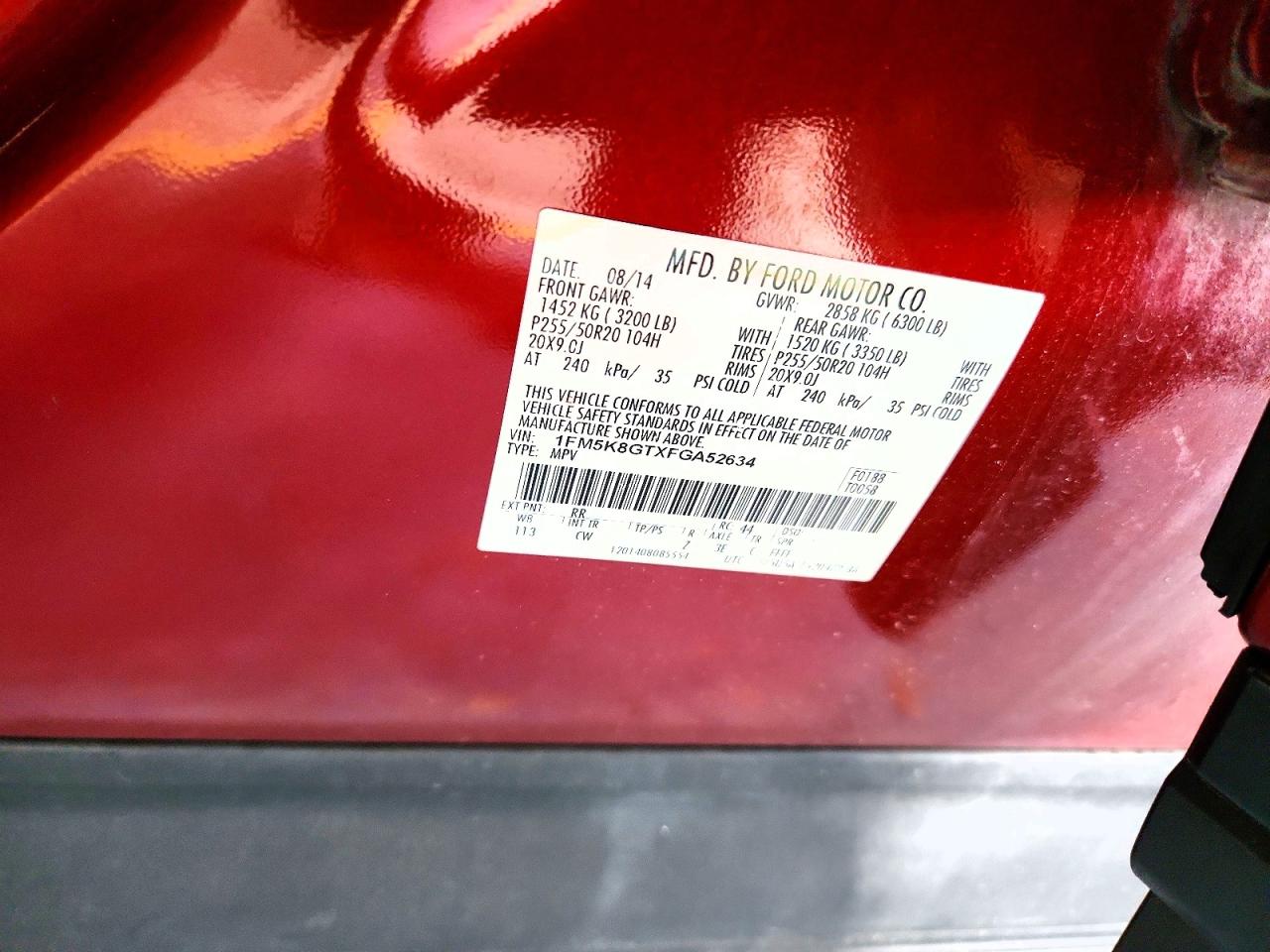 2015 Ford Explorer Sport Red vin: 1FM5K8GTXFGA52634