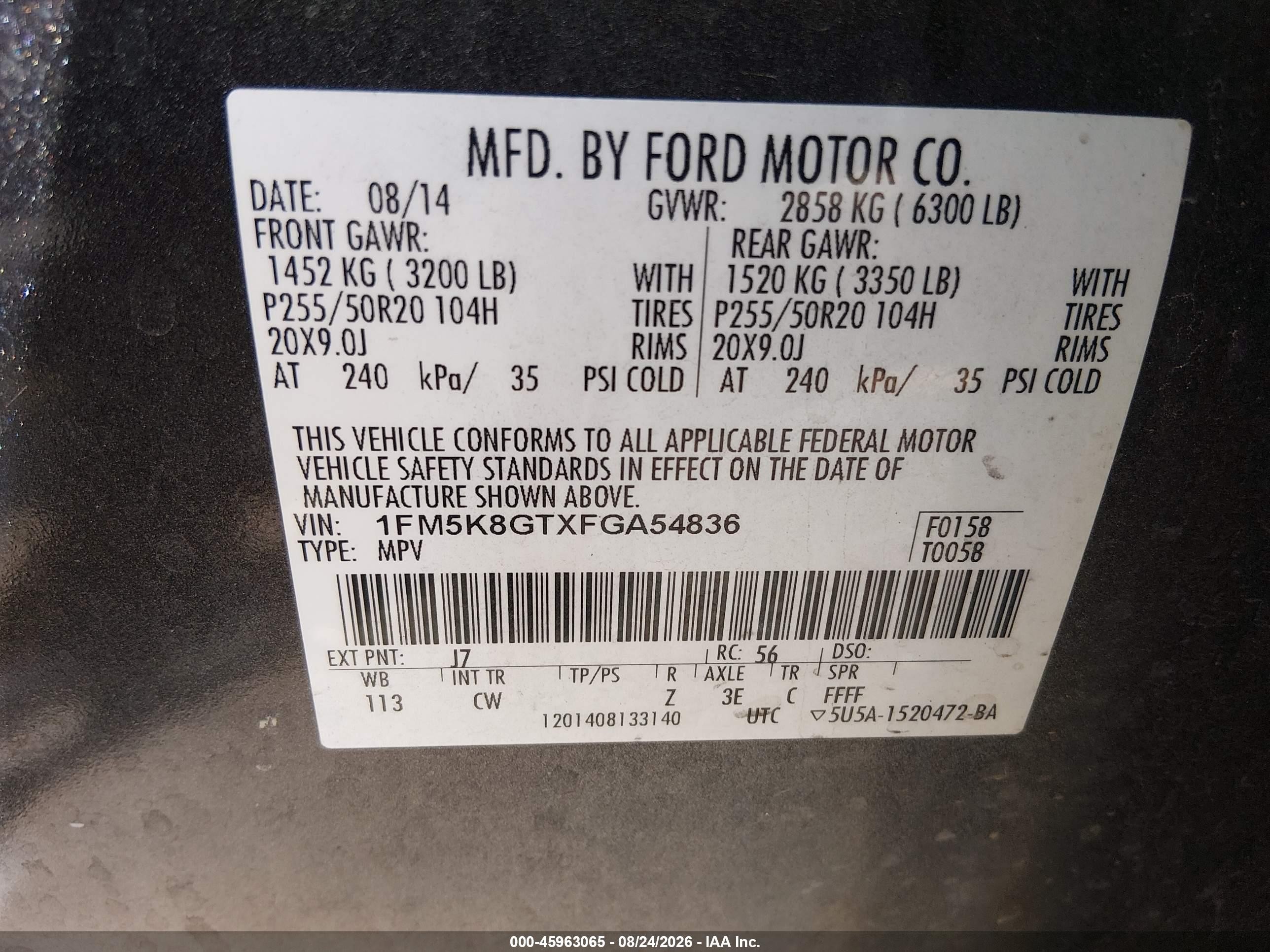 2015 Ford Explorer Sport Black vin: 1FM5K8GTXFGA54836