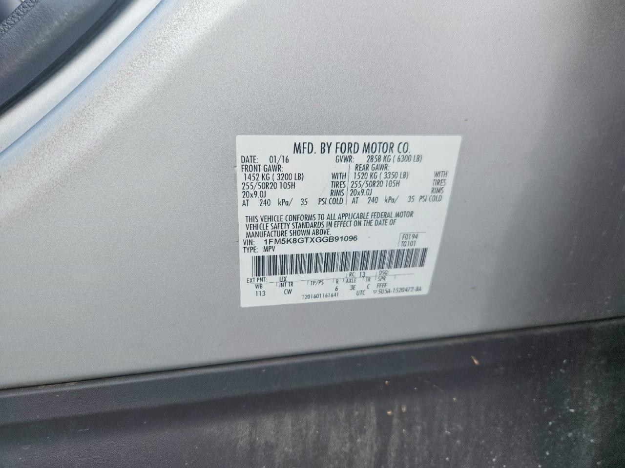 2016 Ford Explorer Sport Silver vin: 1FM5K8GTXGGB91096