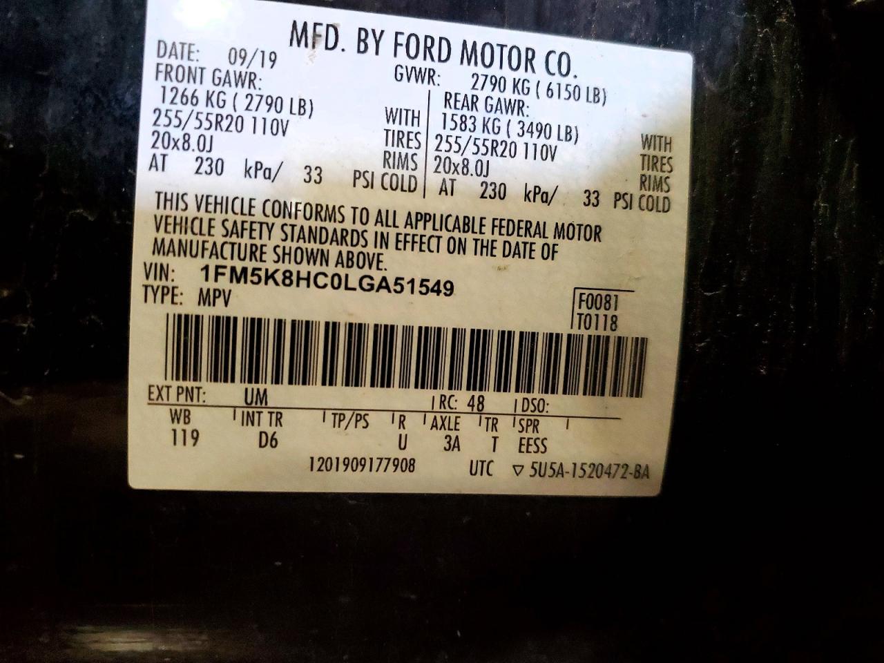 2020 Ford Explorer Platinum Black vin: 1FM5K8HC0LGA51549