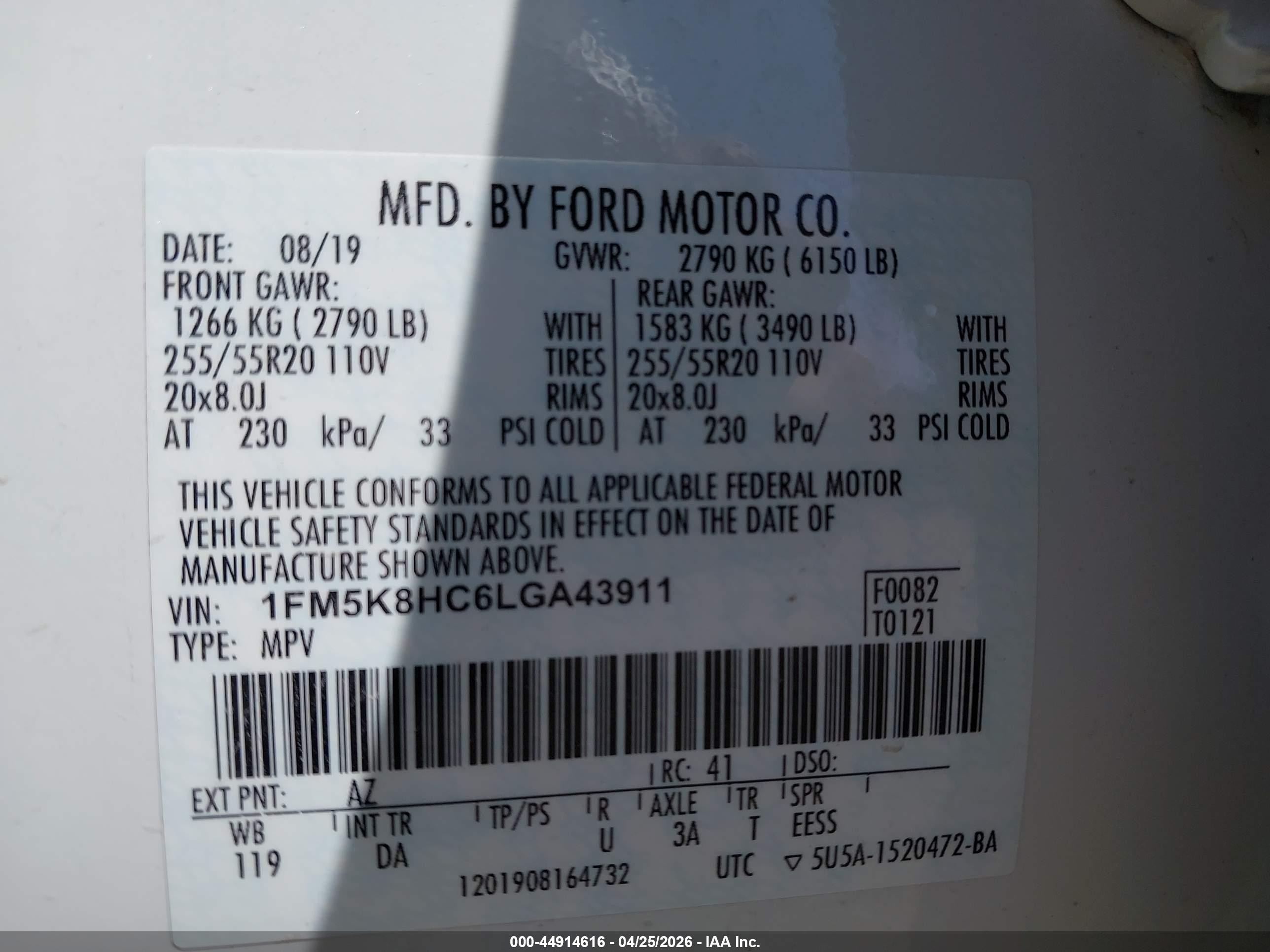 2020 Ford Explorer Platinum Белый vin: 1FM5K8HC6LGA43911