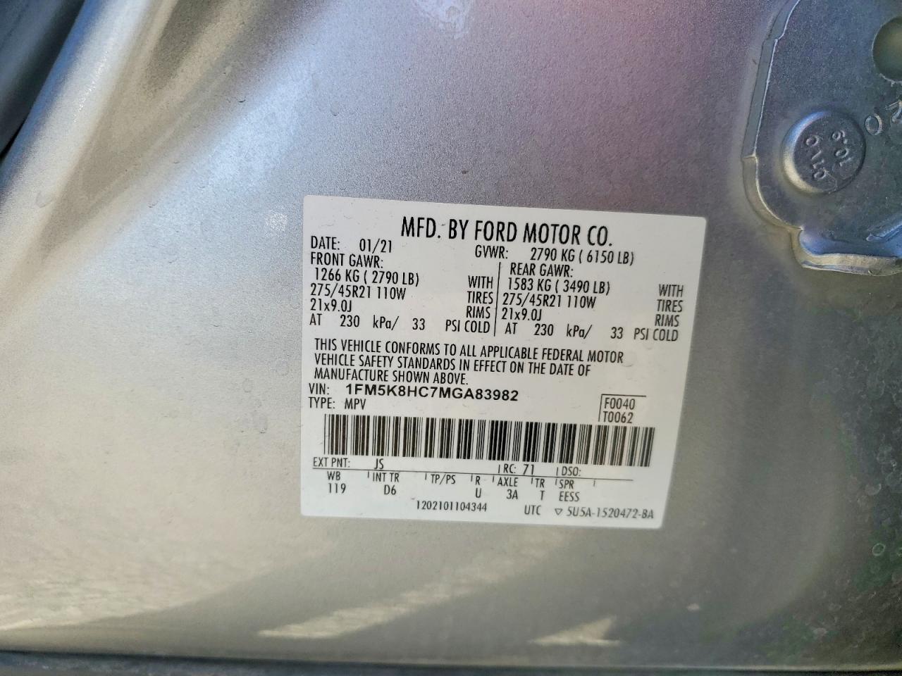 2021 Ford Explorer Platinum Gray vin: 1FM5K8HC7MGA83982