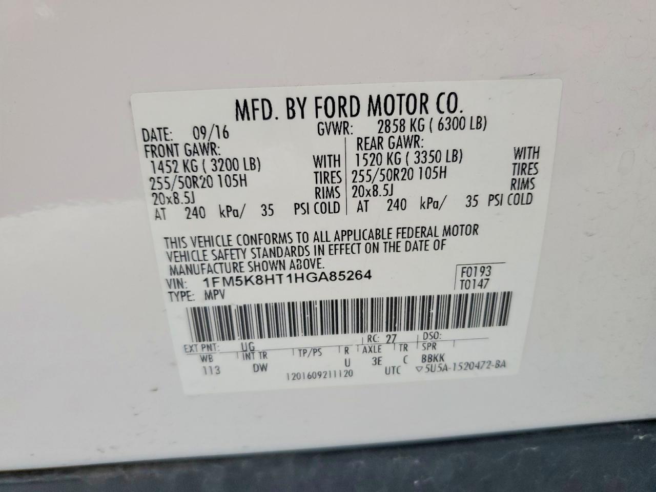 2017 Ford Explorer Platinum White vin: 1FM5K8HT1HGA85264