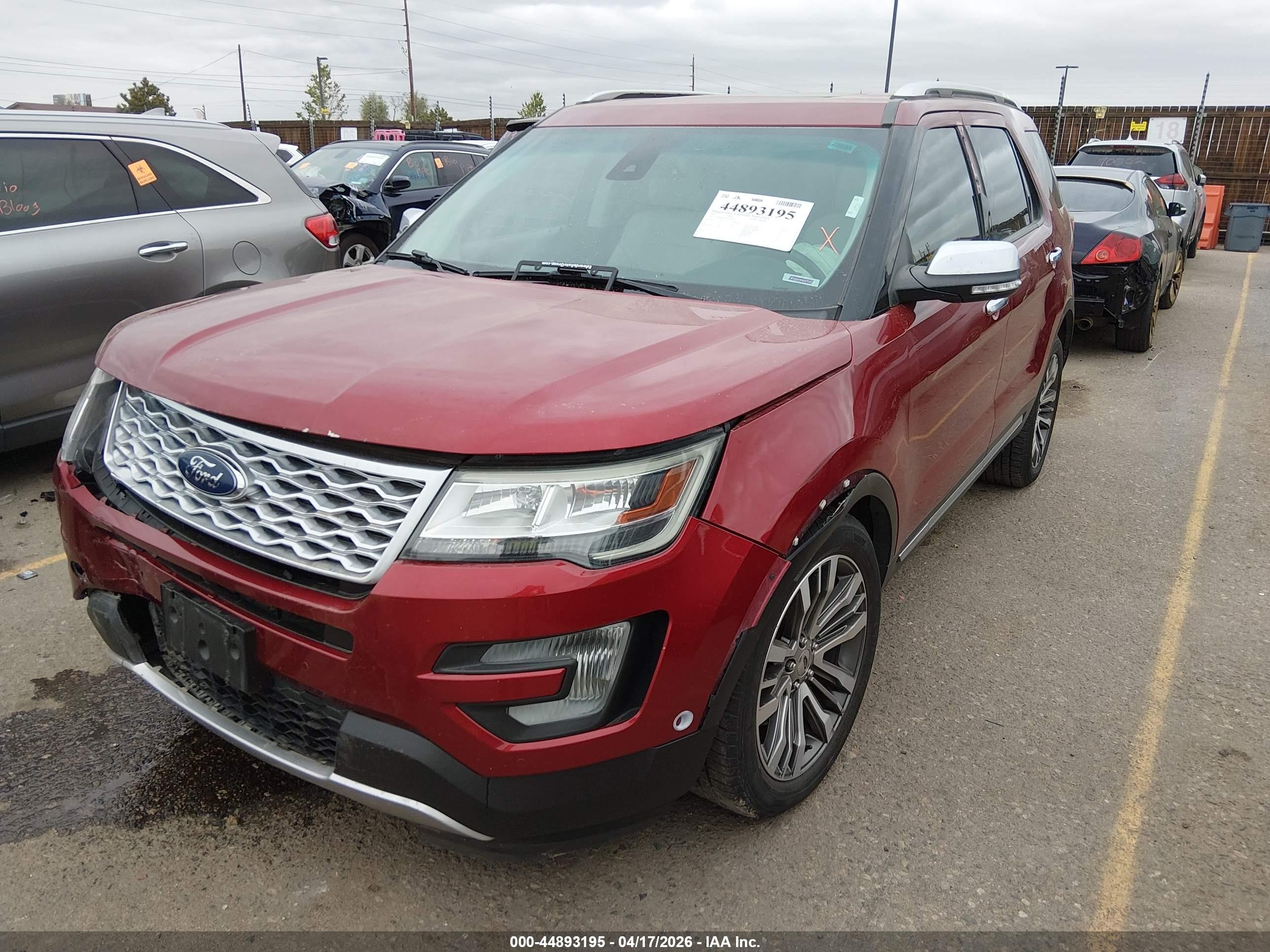 2017 Ford Explorer Platinum Red vin: 1FM5K8HT5HGB44476