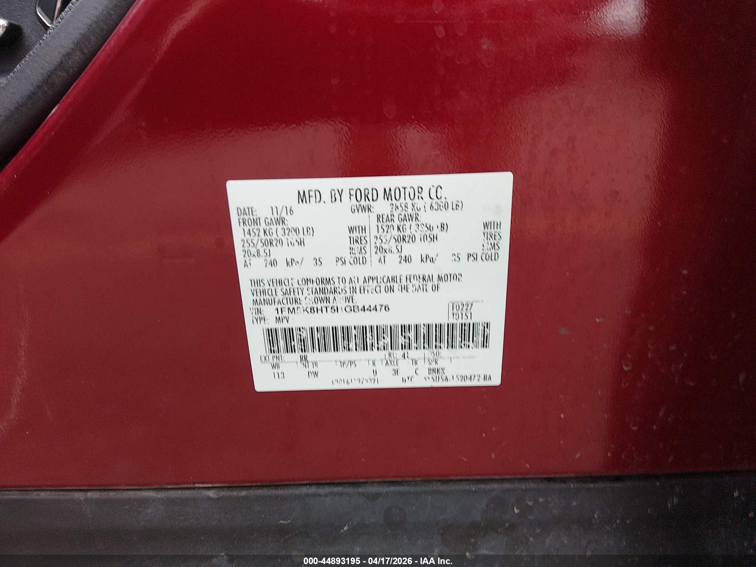 2017 Ford Explorer Platinum Red vin: 1FM5K8HT5HGB44476