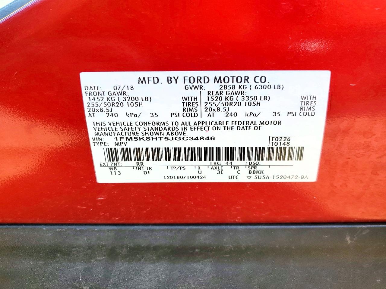 2018 Ford Explorer Platinum Red vin: 1FM5K8HT5JGC34846
