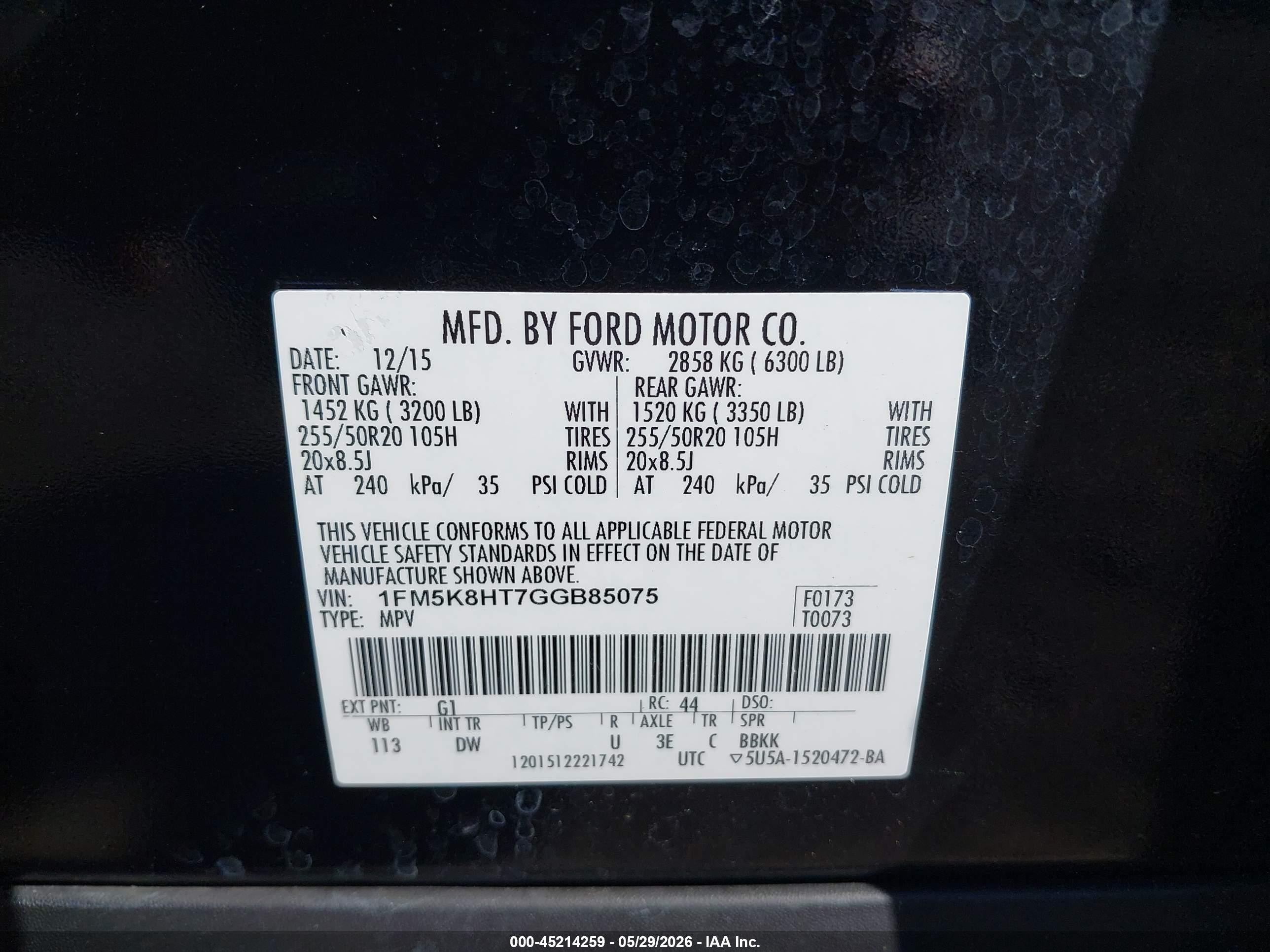 2016 Ford Explorer Platinum Черный vin: 1FM5K8HT7GGB85075
