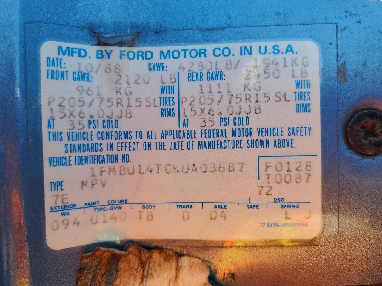 1989 Ford Bronco Ii Blue vin: 1FMBU14T0KUA03687