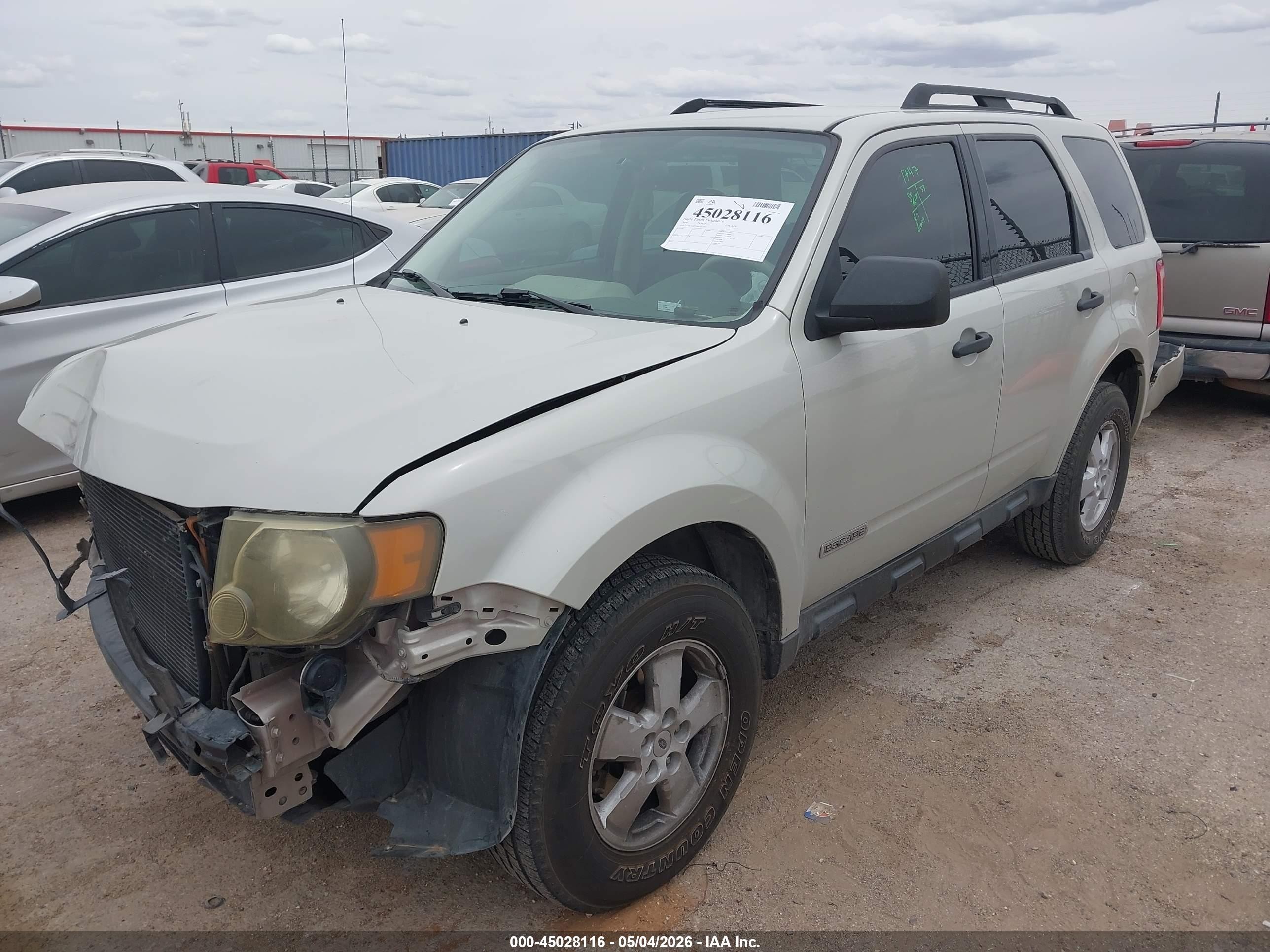 2008 Ford Escape Xls Beige vin: 1FMCU02Z08KE11052