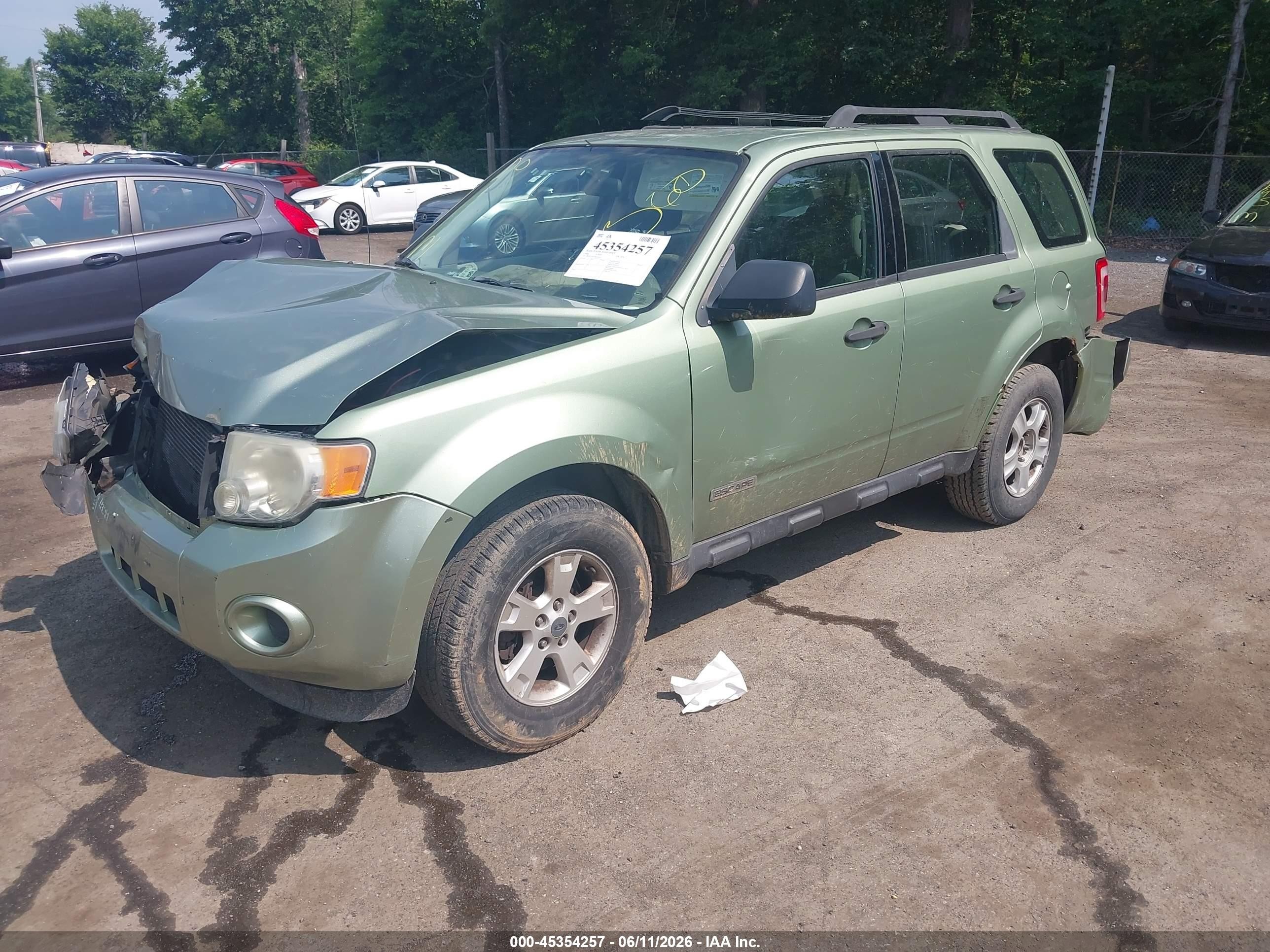 2008 Ford Escape Xls/xls Manual Green vin: 1FMCU02Z38KB26913