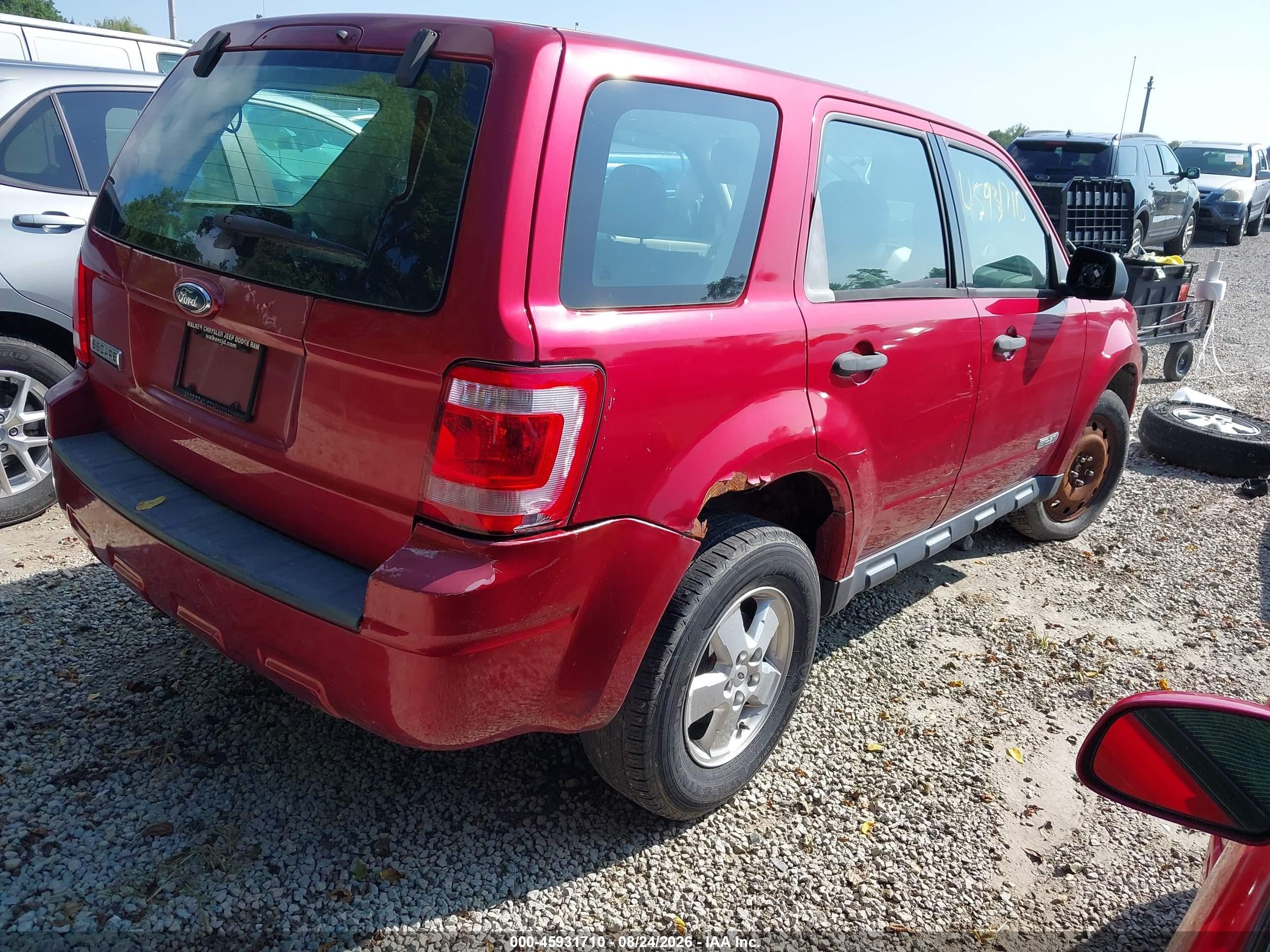 2008 Ford Escape Xls/xls Manual Red vin: 1FMCU02Z58KC92804