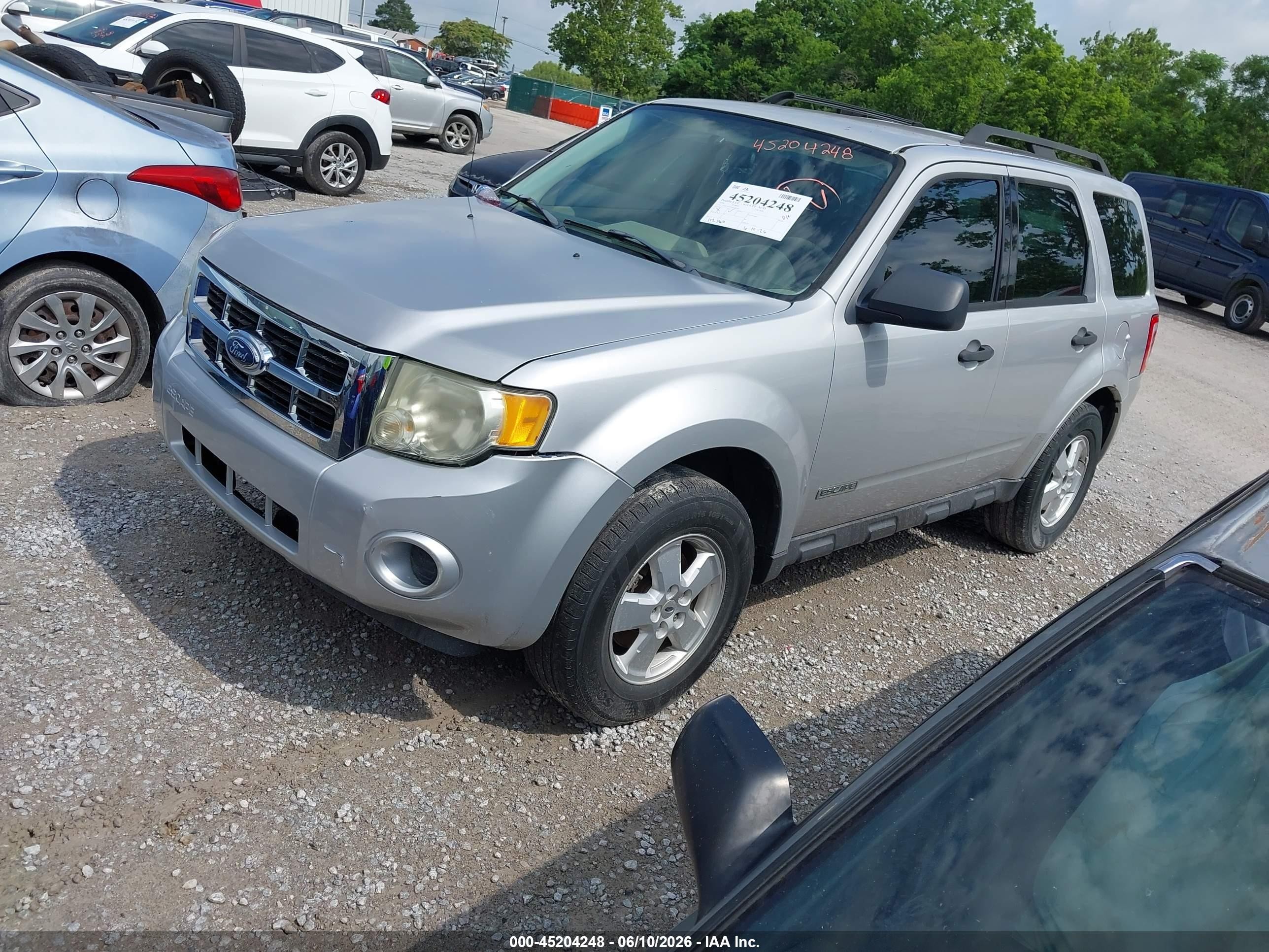 2008 Ford Escape Xls/xls Manual Silver vin: 1FMCU02Z88KA34583