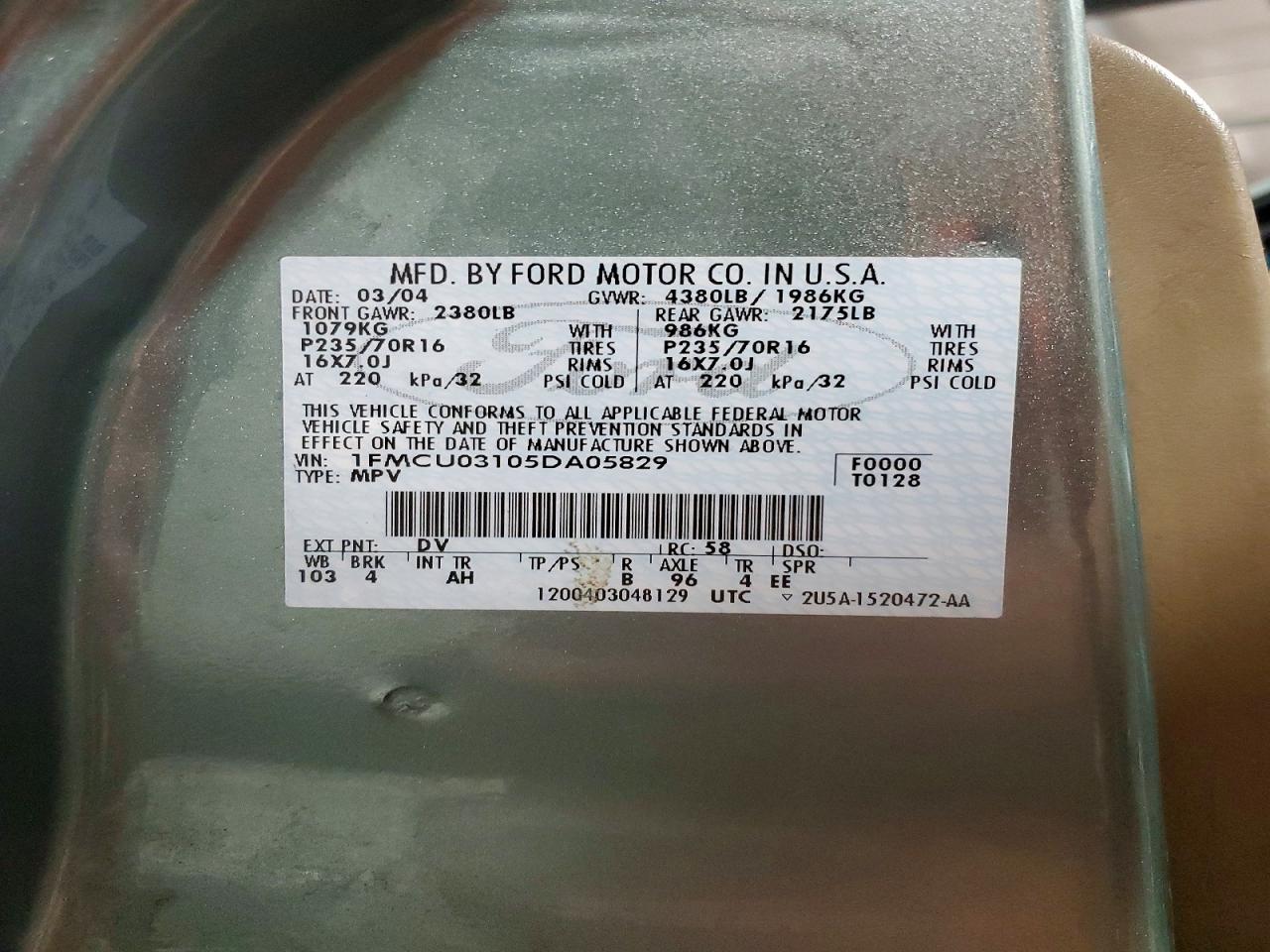 2005 Ford Escape Xlt Green vin: 1FMCU03105DA05829